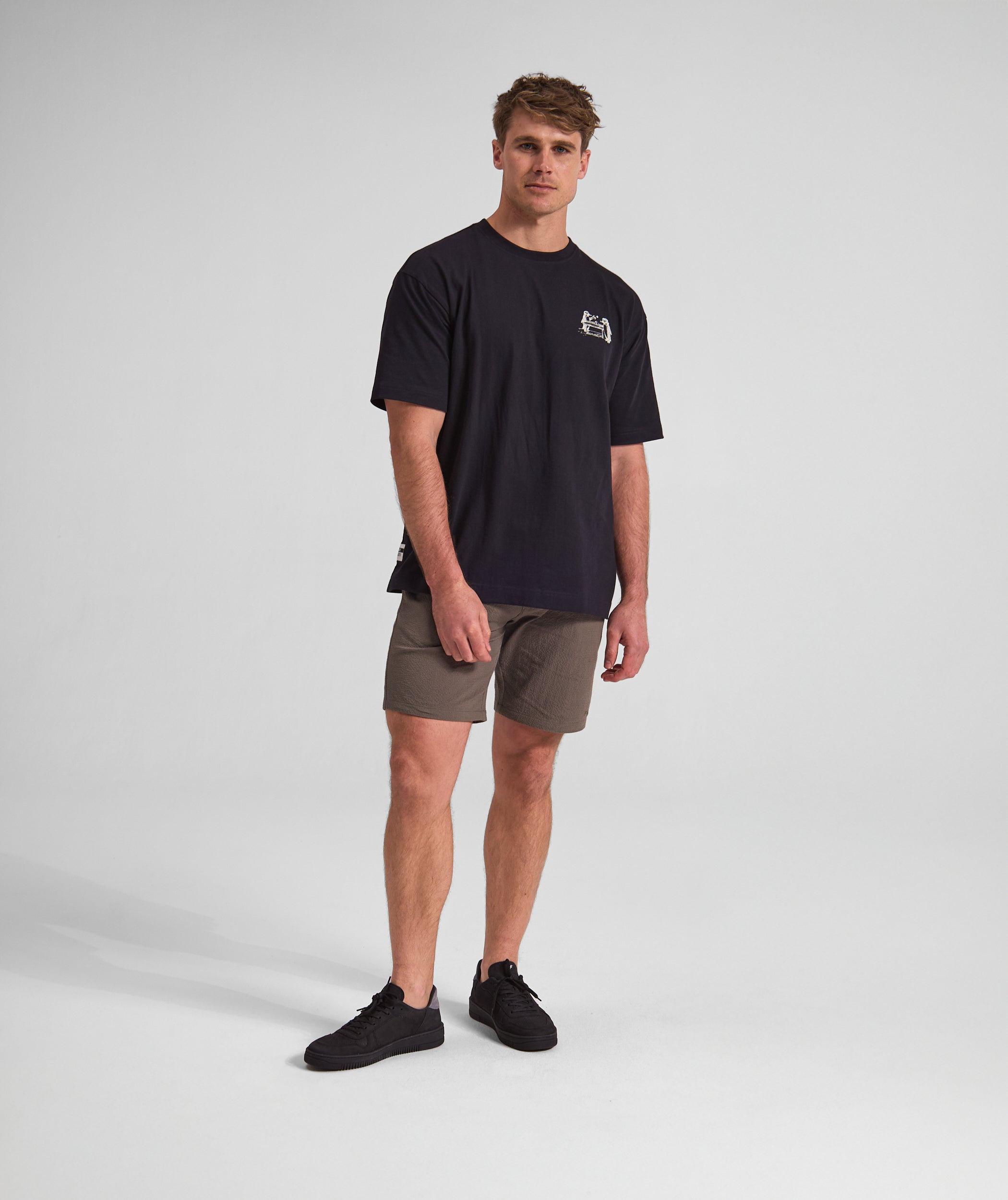 Mens Seersucker Drawcord Shorts - Olive