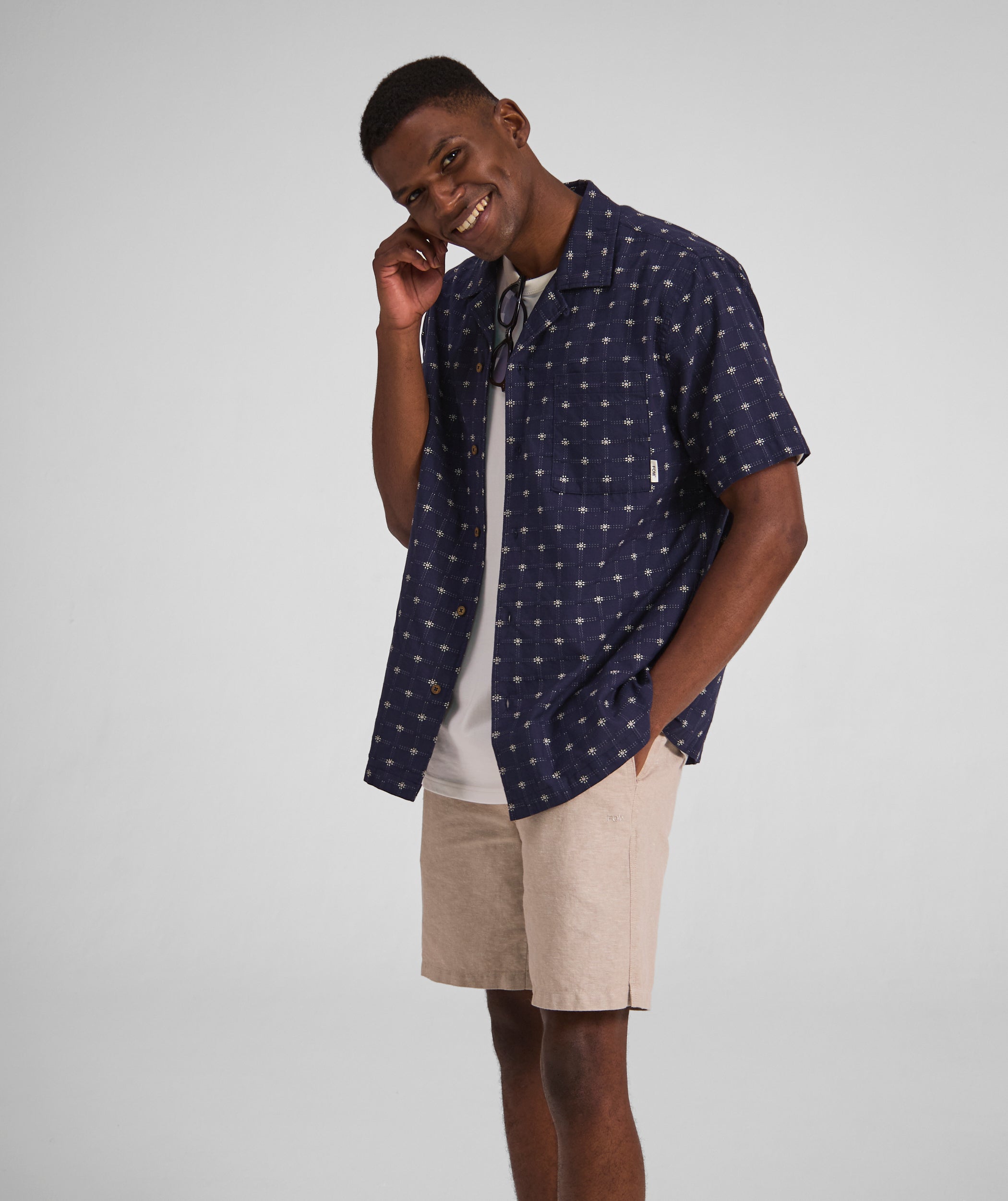 Mens Linen Blend Drawcord Shorts - Ecru