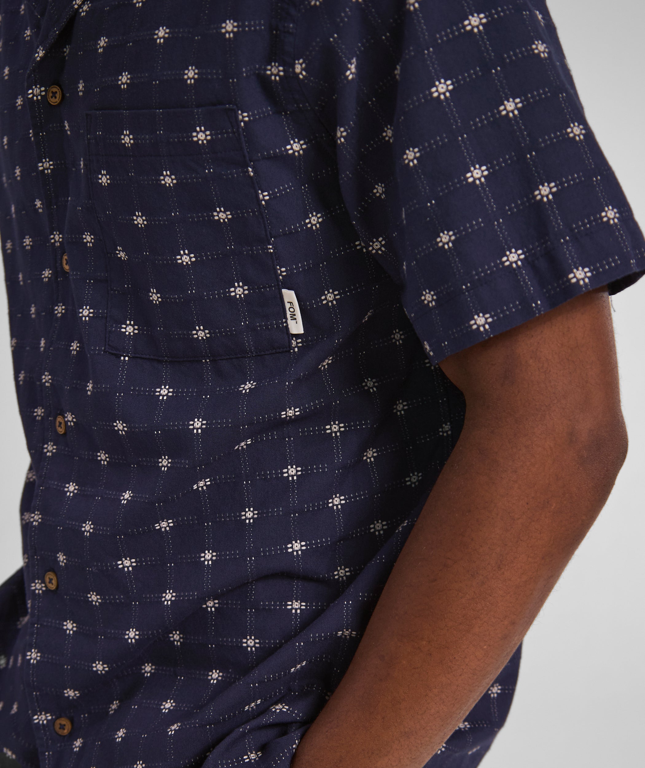 Mens Textured Short Sleeve Shirt - Navy