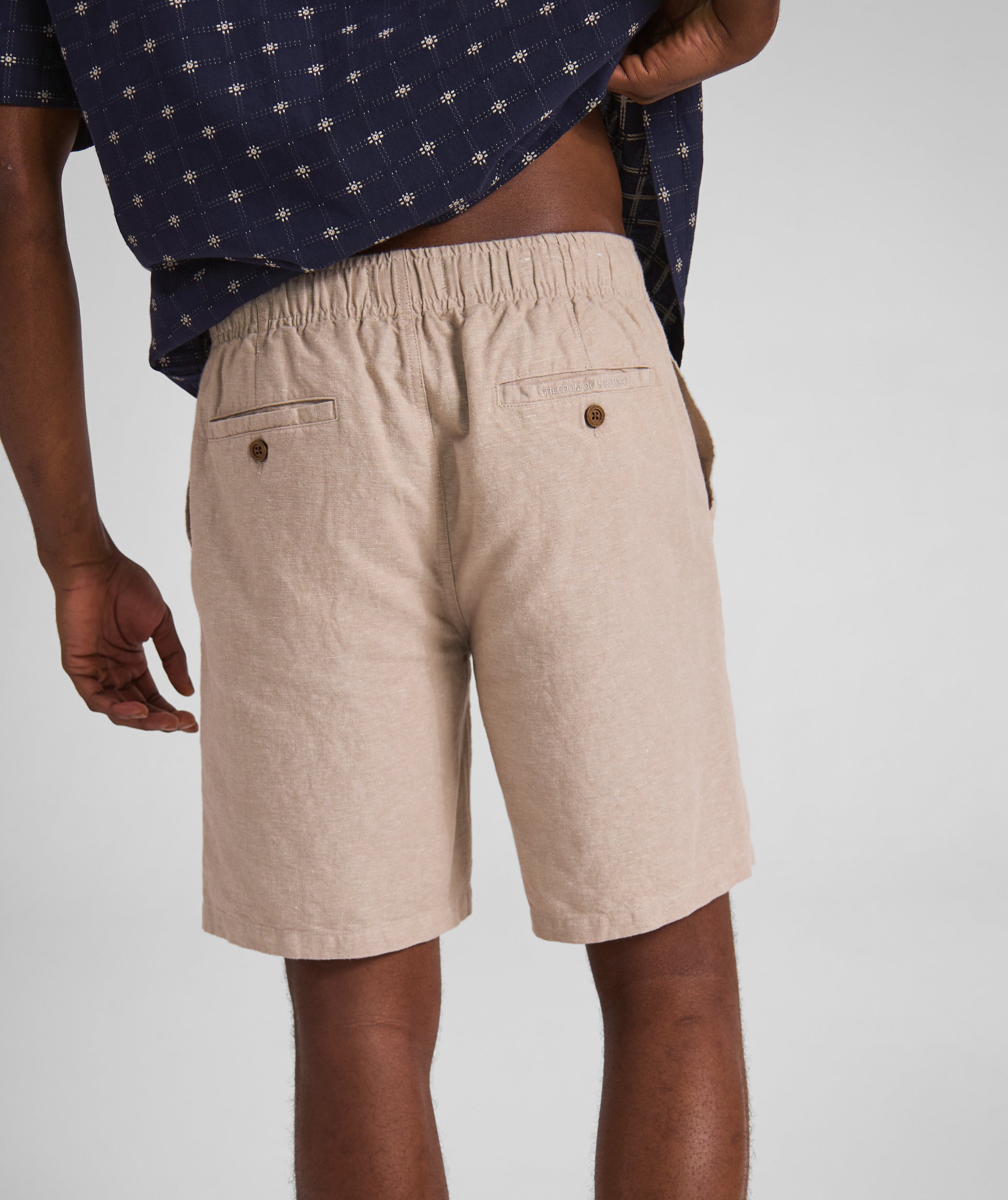Mens Linen Blend Drawcord Shorts - Ecru