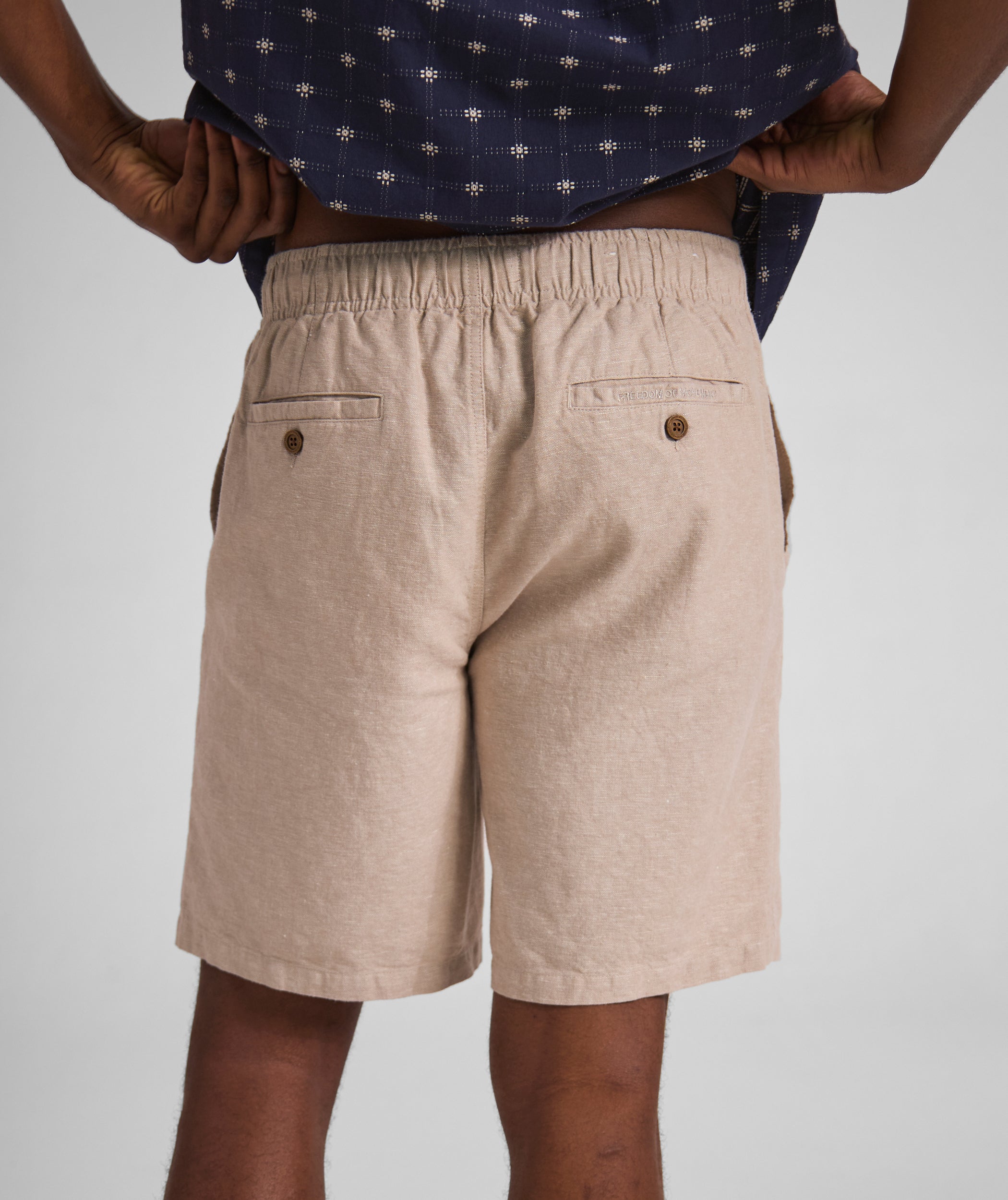 Mens Linen Blend Drawcord Shorts - Ecru