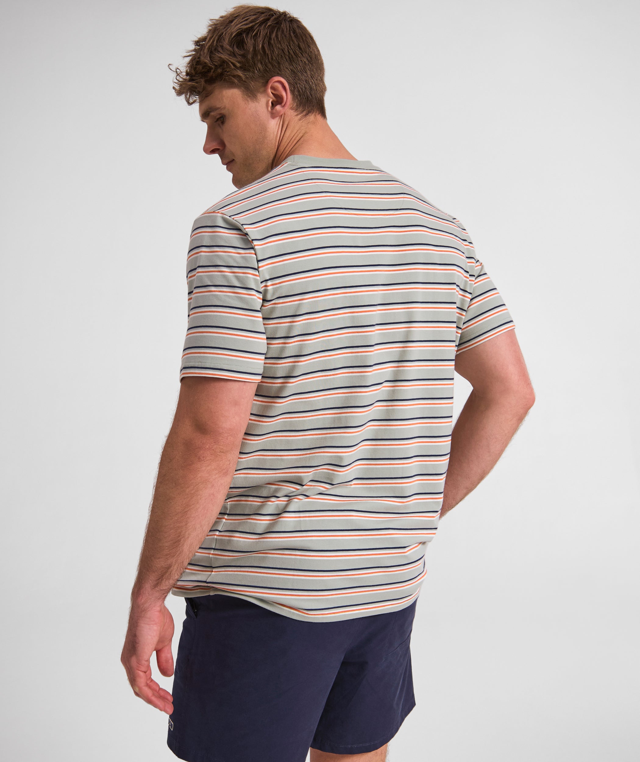 Mens Regular Fit Stripe Tee - x Seafoam Multi