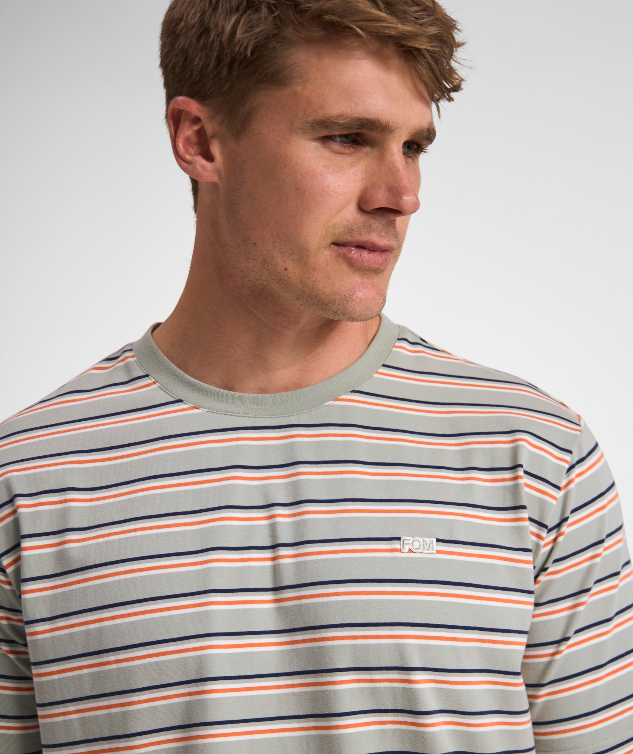 Mens Regular Fit Stripe Tee - x Seafoam Multi