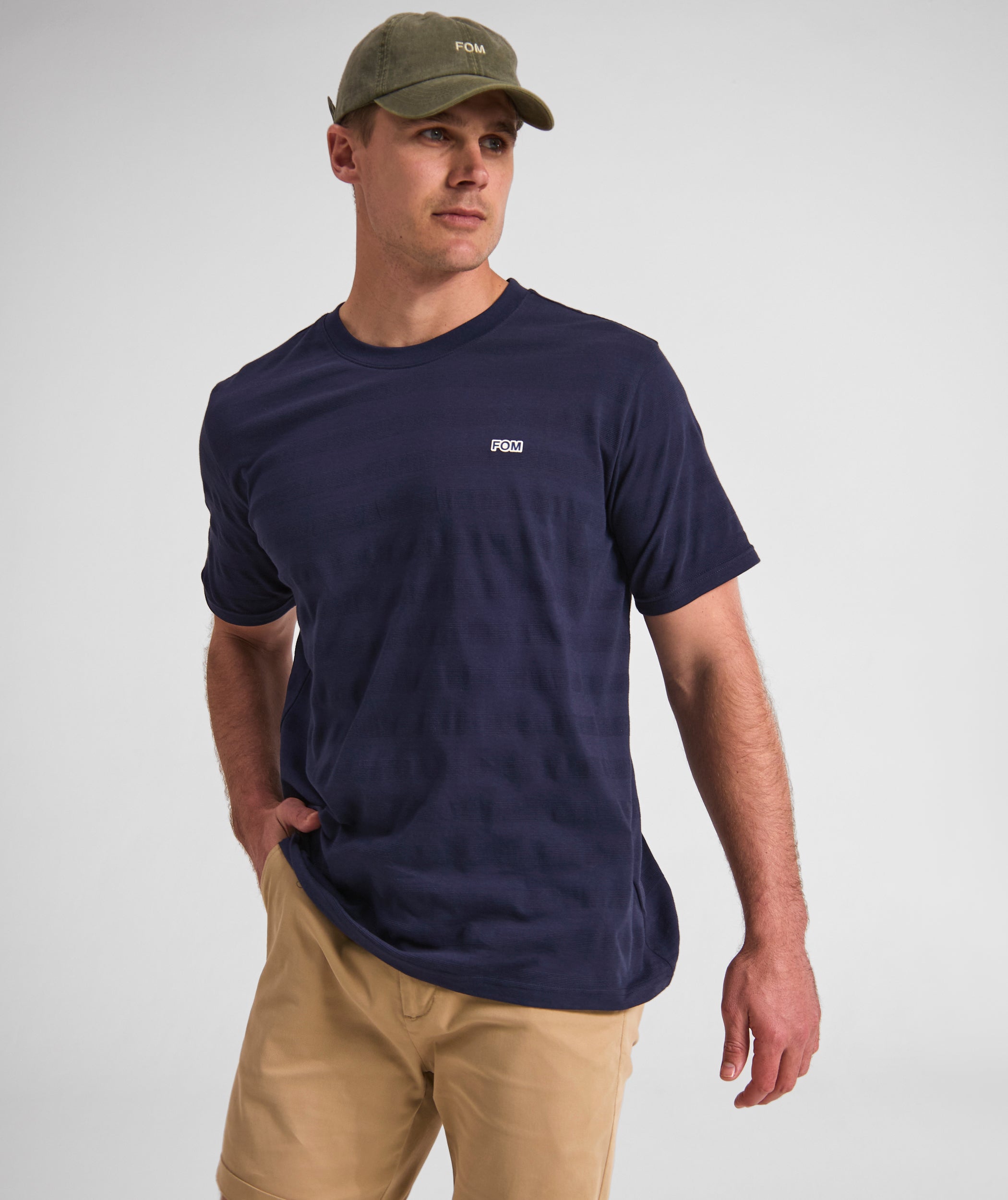 Mens Regular Fit Stripe Tee - Navy
