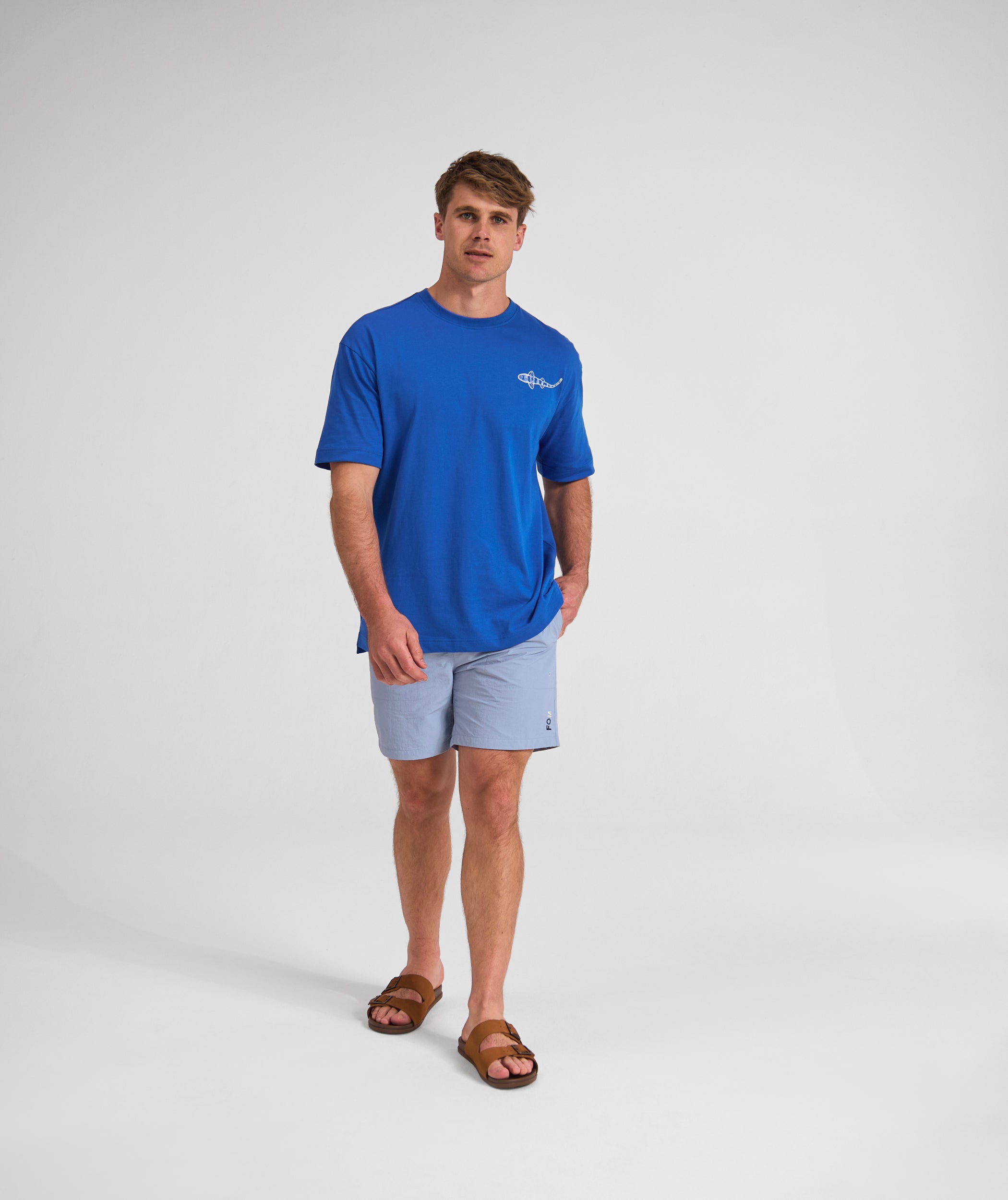 Mens Shy Shark Graphic Tee - Cobalt