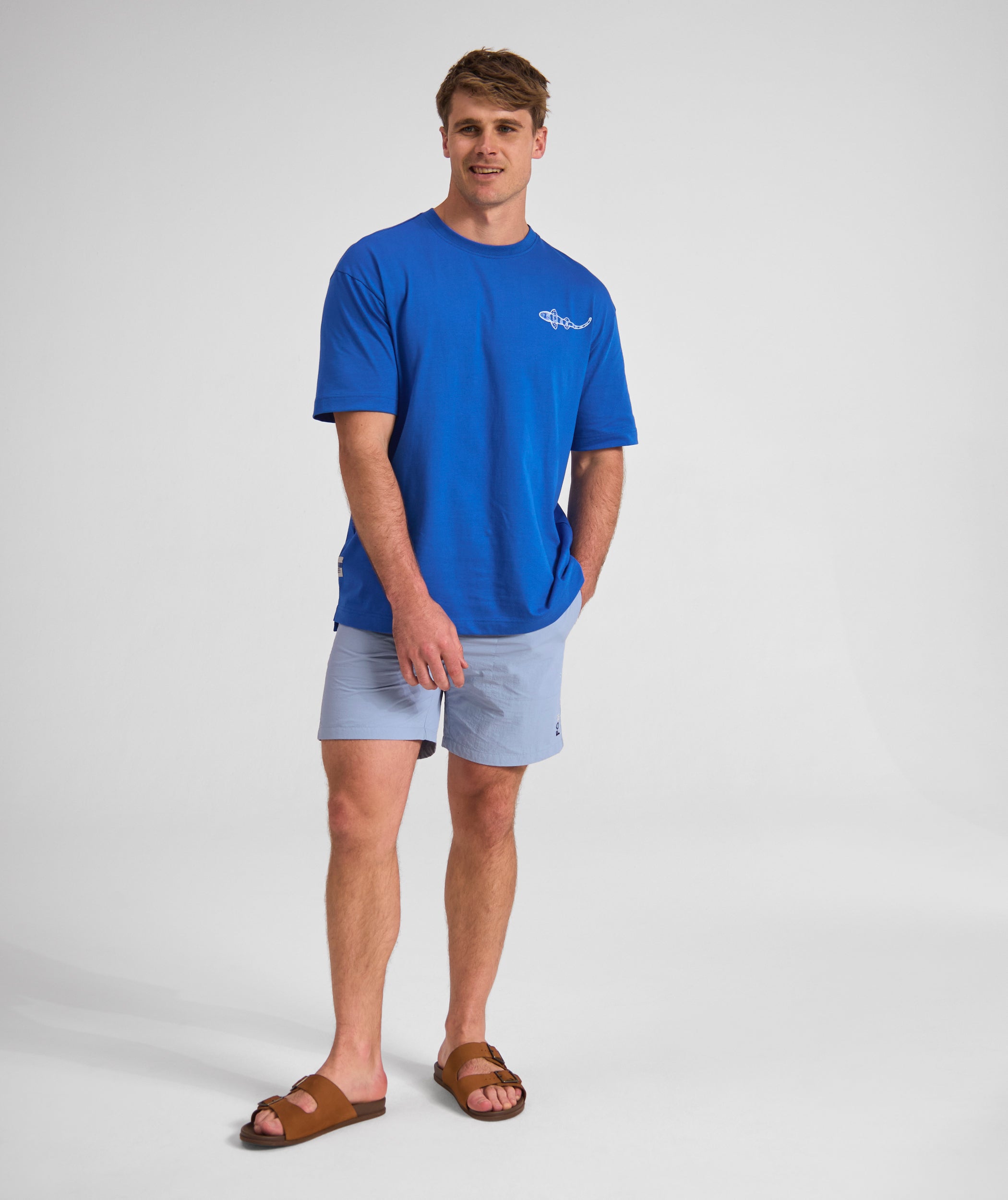 Mens Shy Shark Graphic Tee - Cobalt