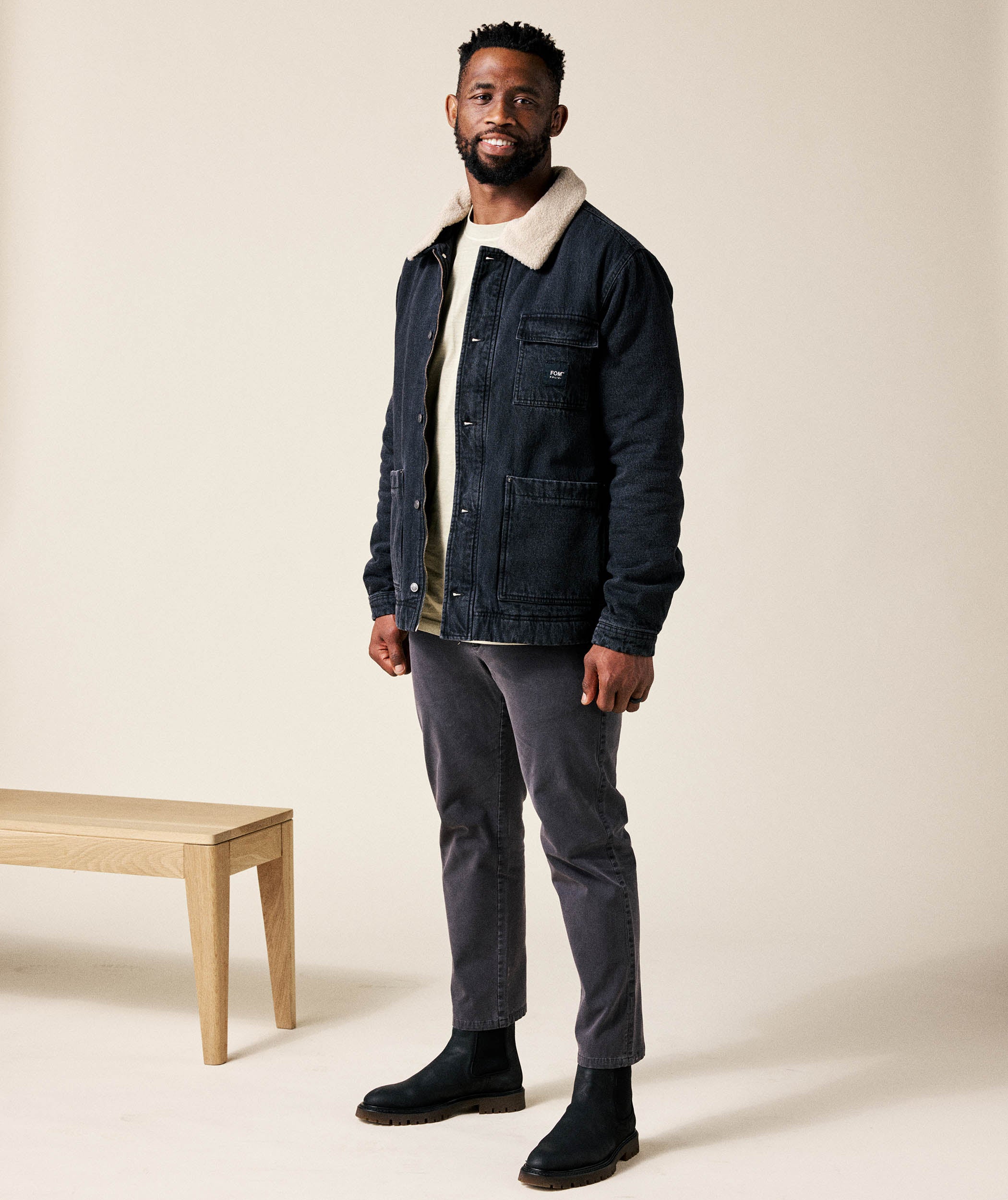 FOM x Kolisi Mens Classic Slim Fit Chino - Black