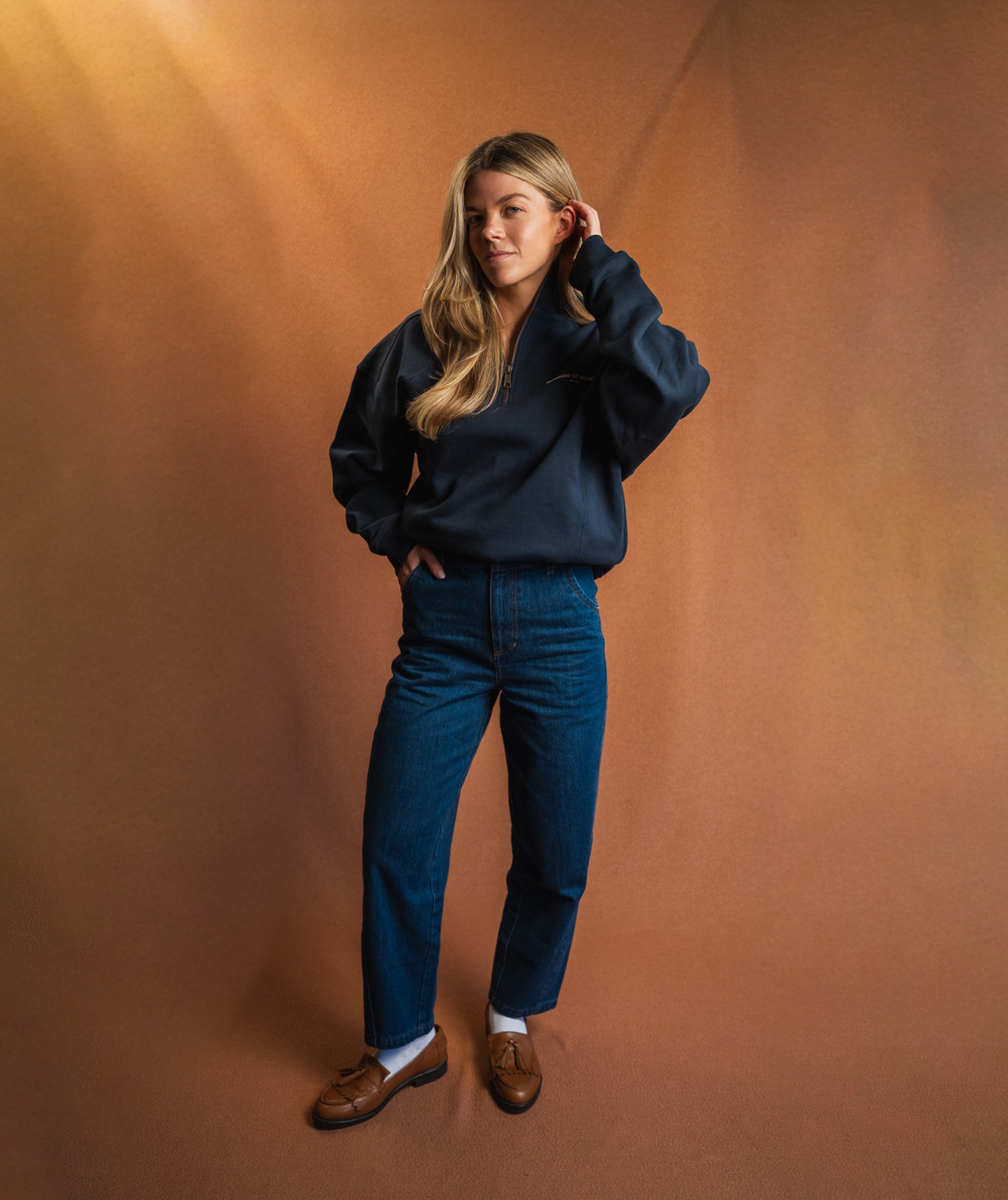 Ladies 1/4 Zip Sweat - Navy