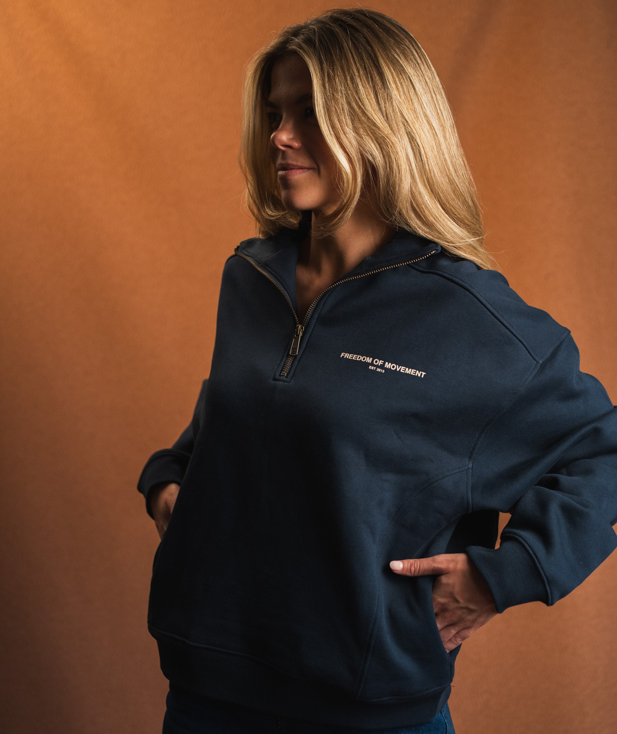 Ladies 1/4 Zip Sweat - Navy