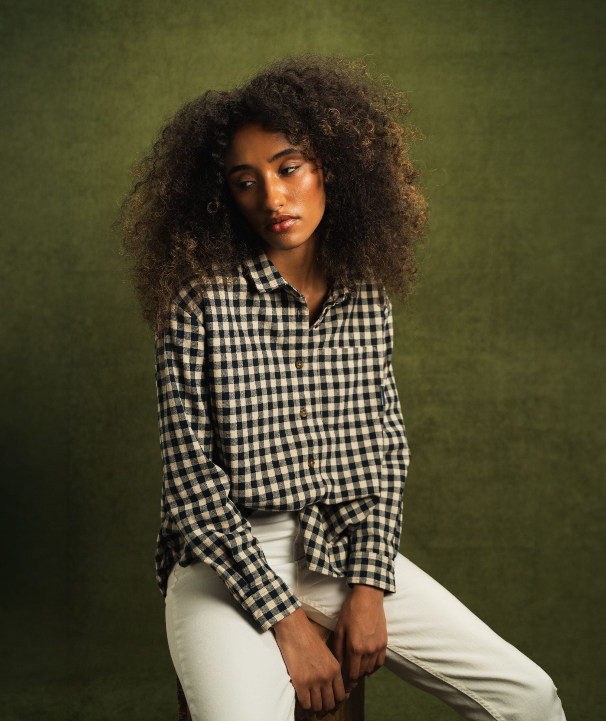 Ladies Gingham Shirt - X Navy