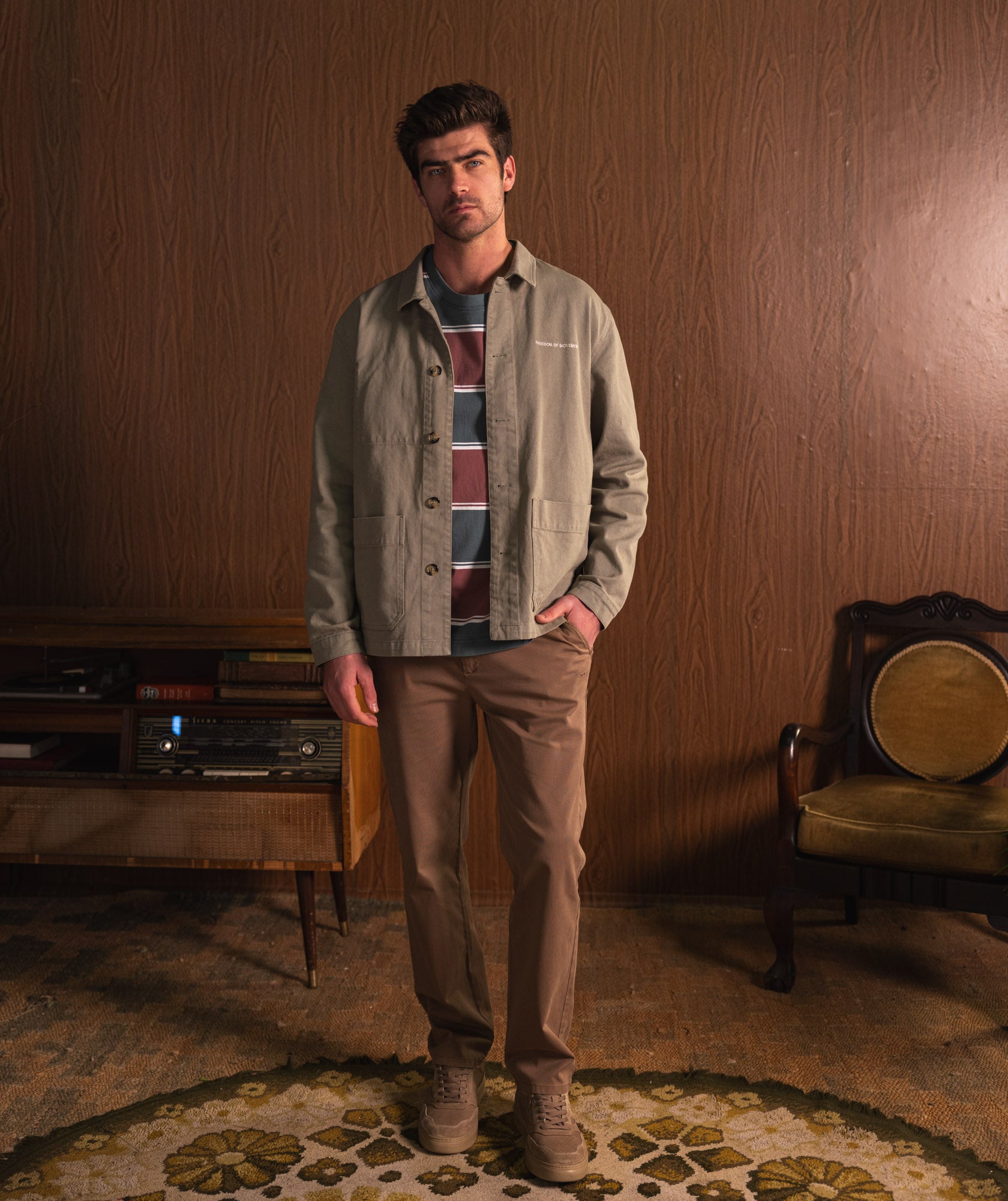 Mens Cotton Canvas Chino Pants - Dark Taupe