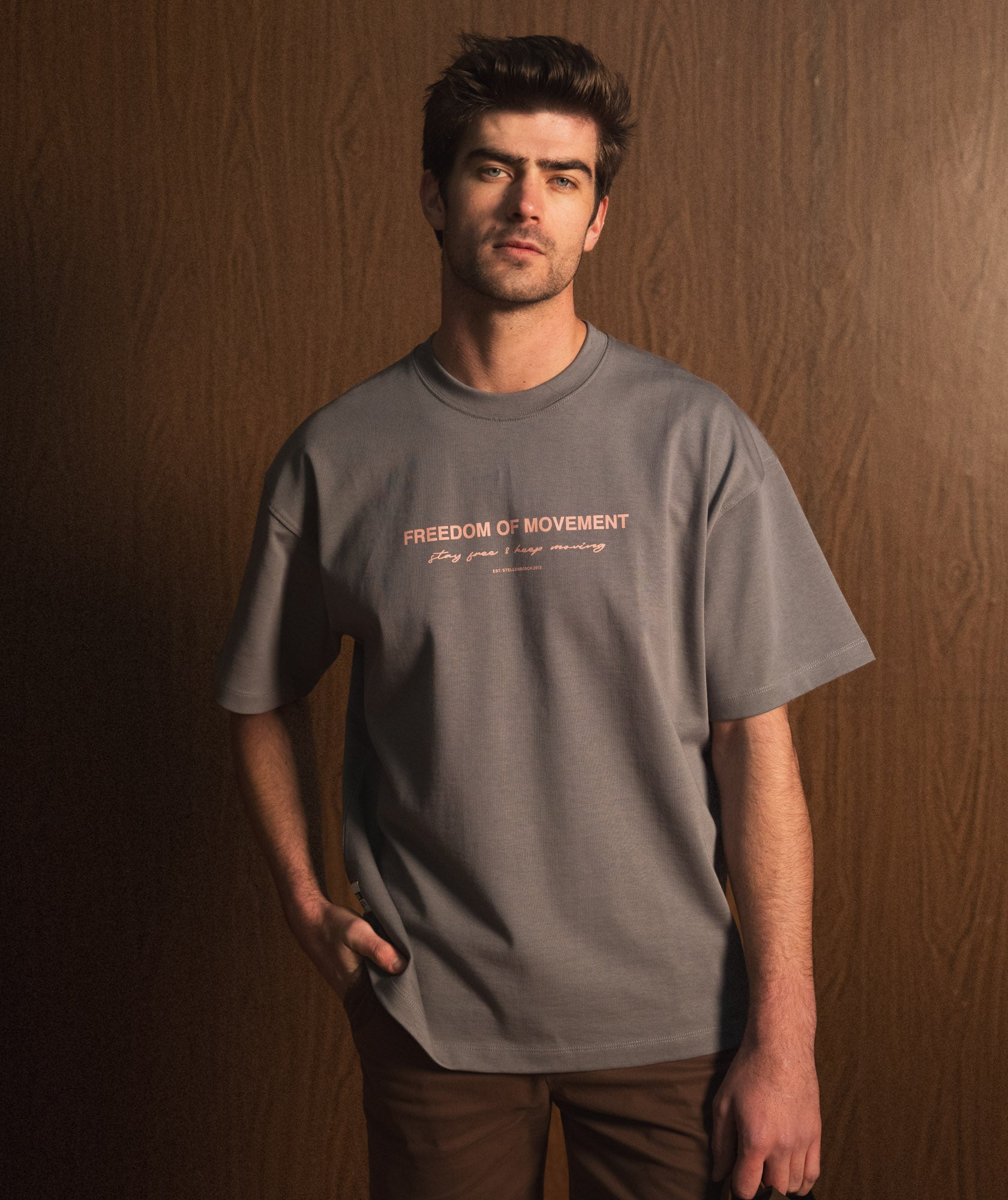Mens Relaxed Typography Tee - Grey