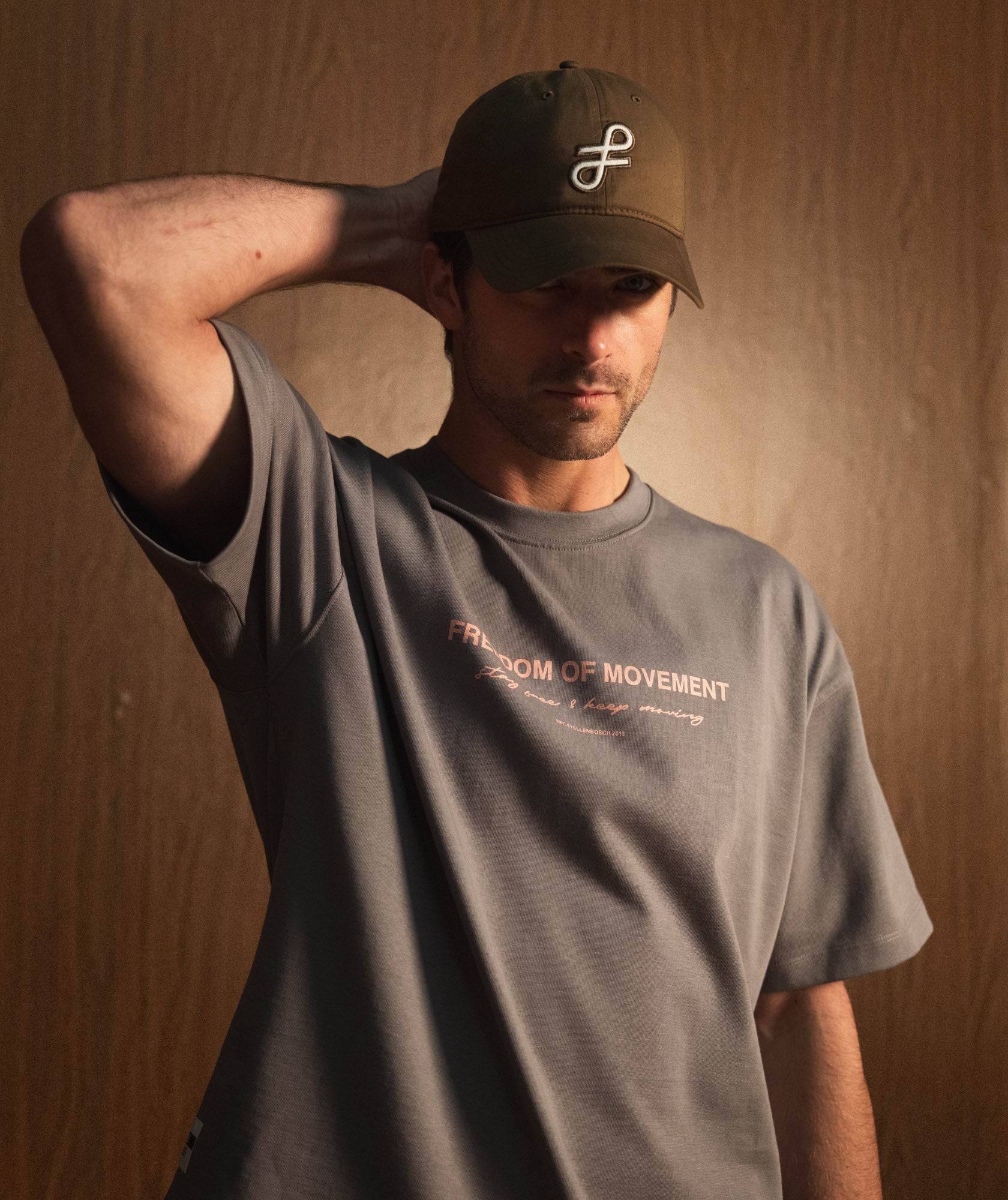 Mens Relaxed Typography Tee - Grey