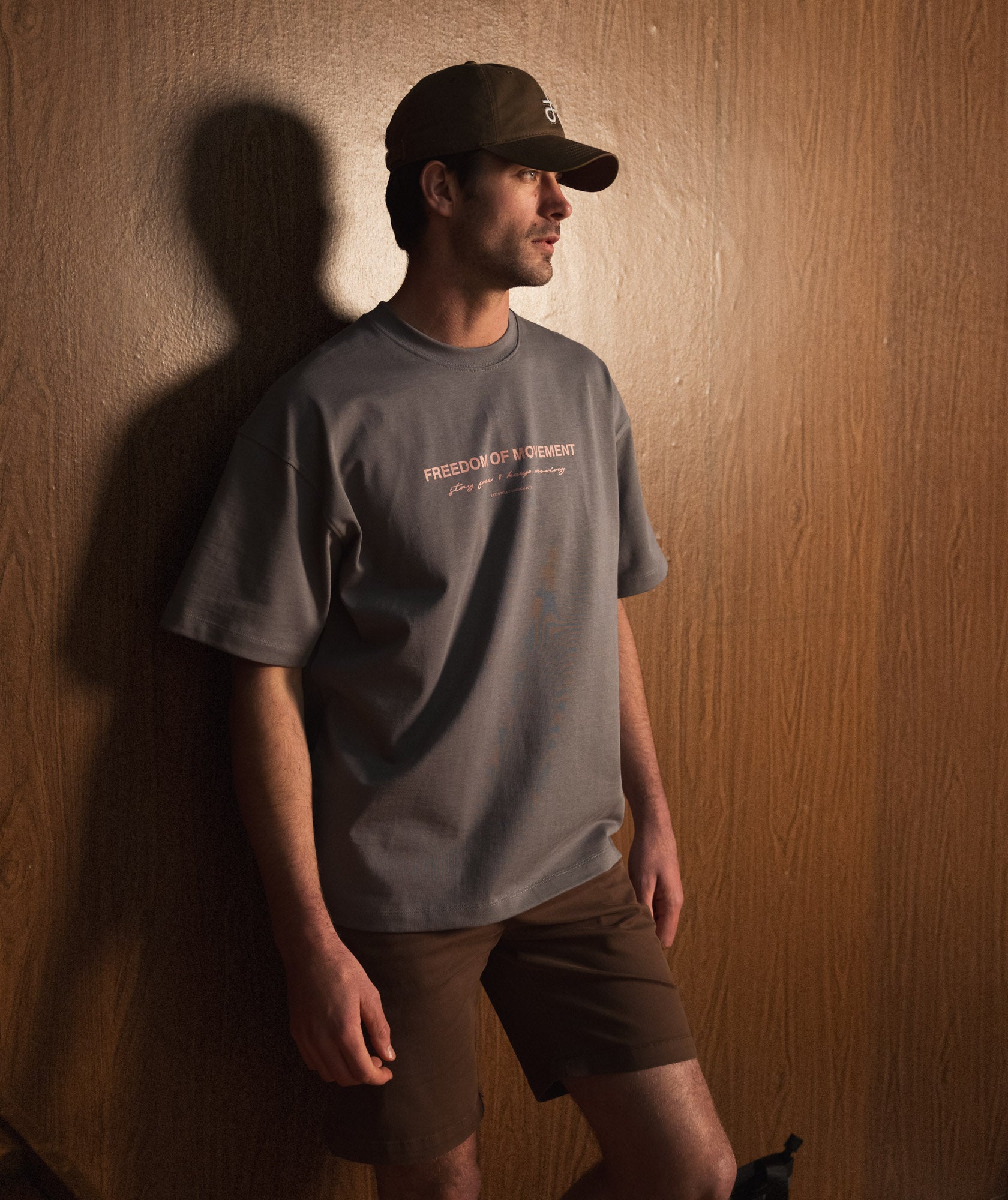 Mens Relaxed Typography Tee - Grey
