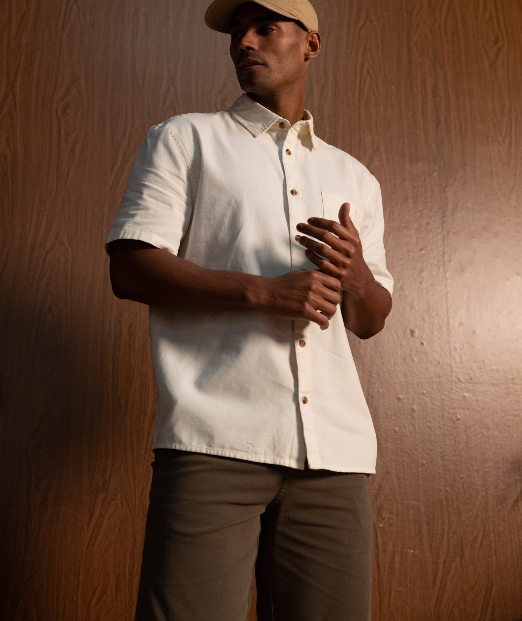 Mens Cotton Twill Chino Shorts - Olive