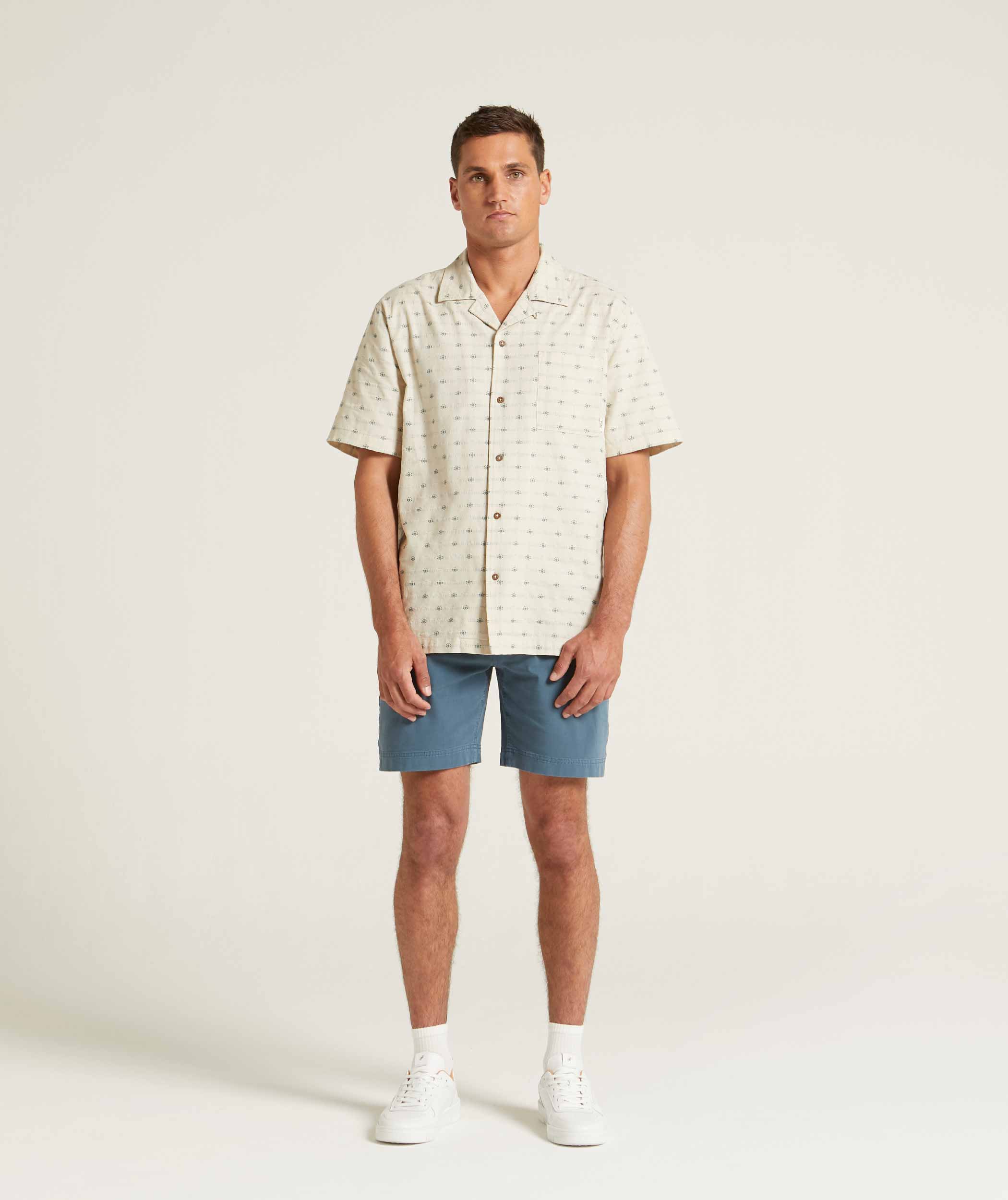 Mens Cotton Camp Collar Shirt - Moth