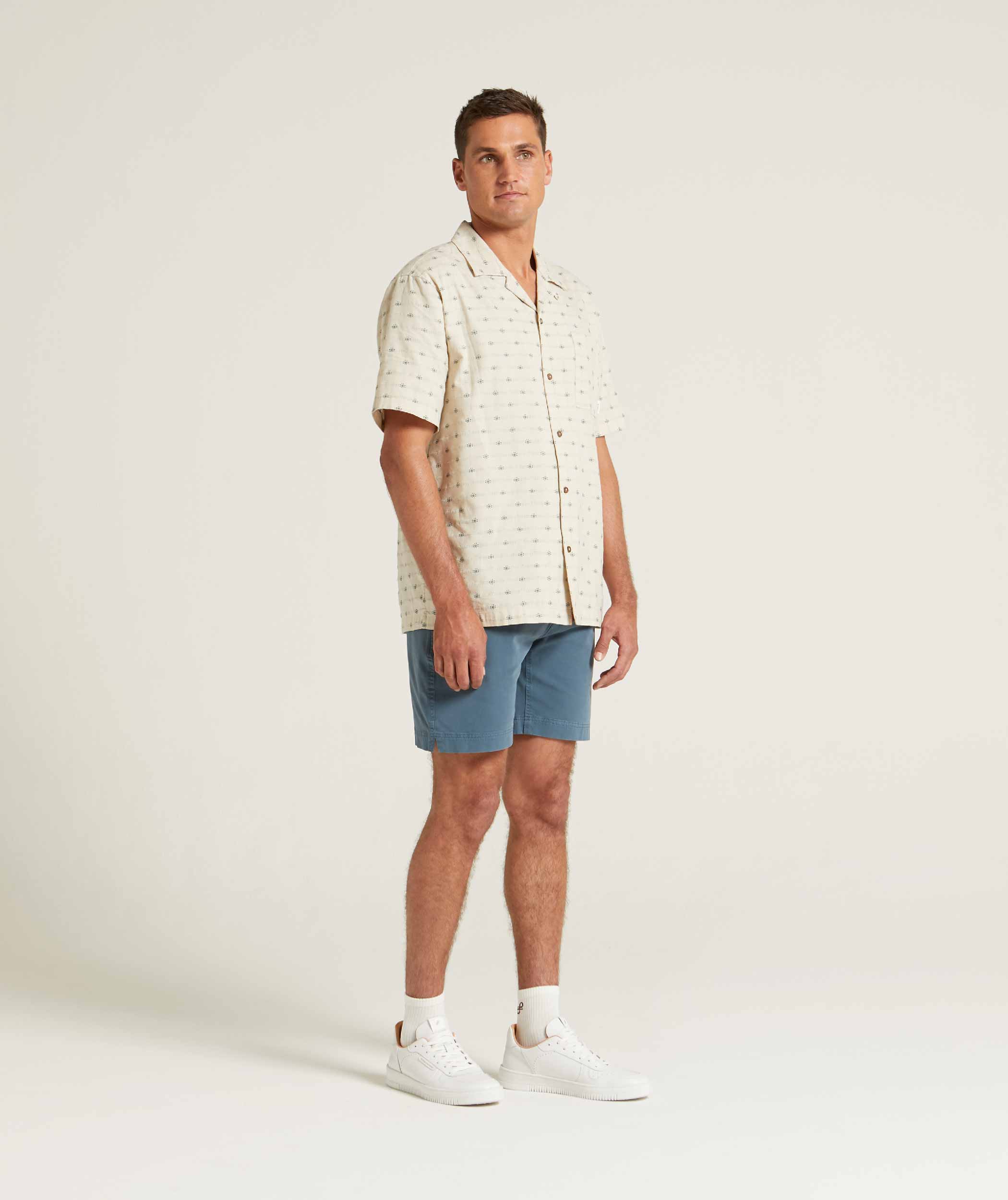 Mens Cotton Camp Collar Shirt - Moth