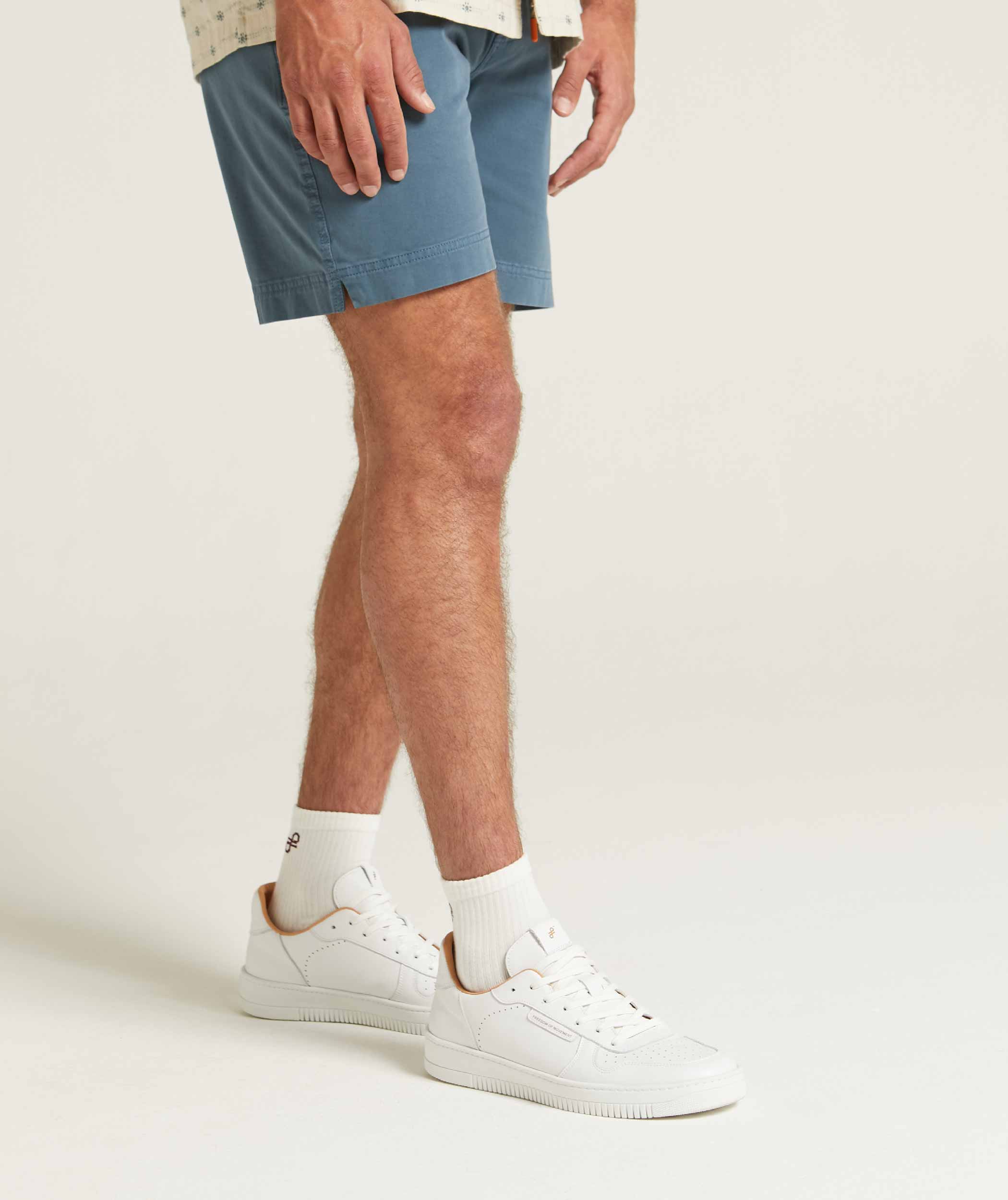 Mens Cotton Drawcord Shorts - Blue Steel