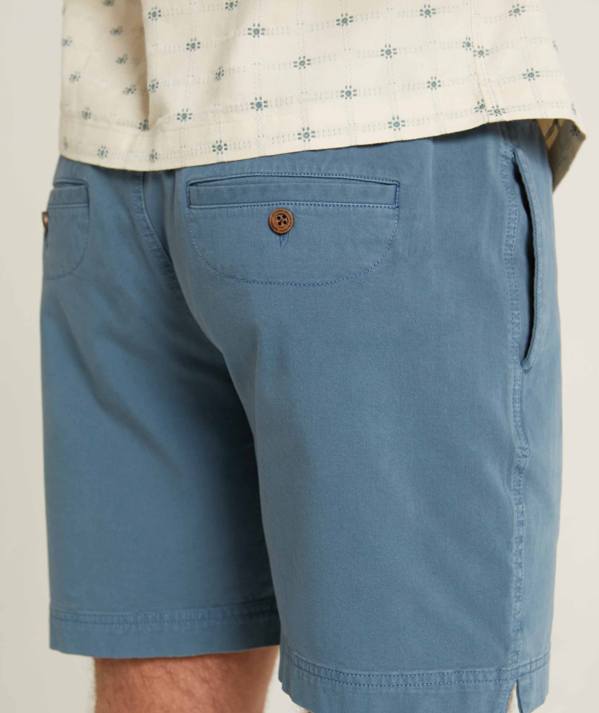 Mens Cotton Drawcord Shorts - Blue Steel