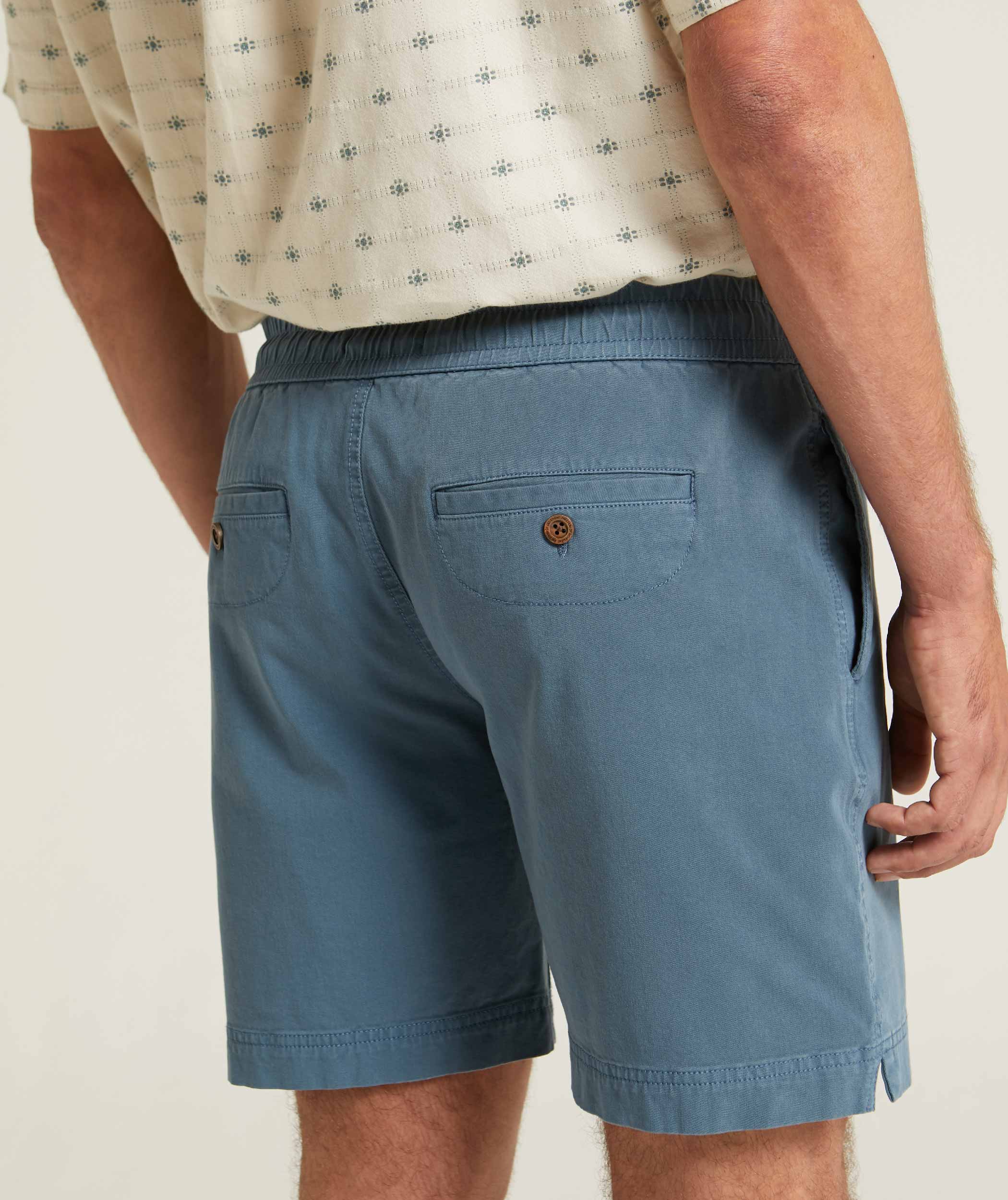 Mens Cotton Drawcord Shorts - Blue Steel