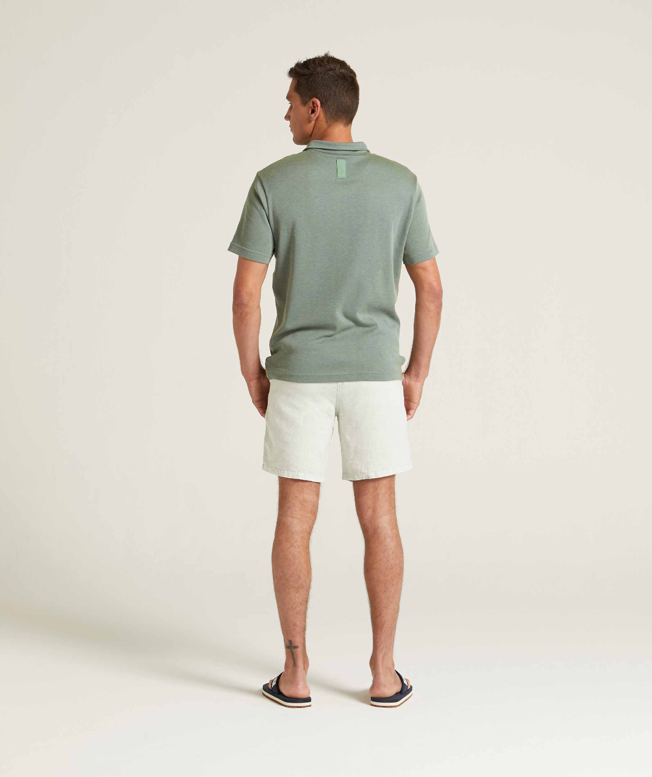 Mens Linen Drawcord Shorts - Seafoam