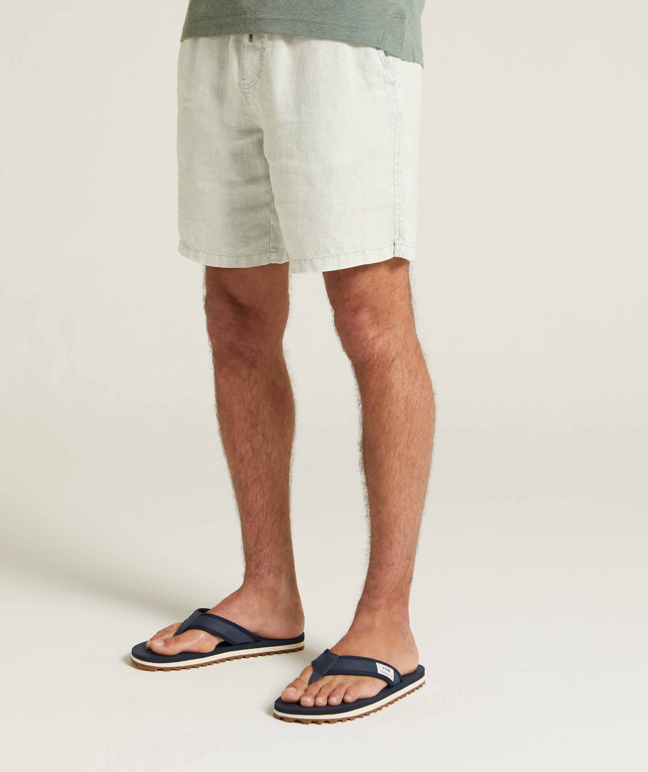 Mens Linen Drawcord Shorts - Seafoam