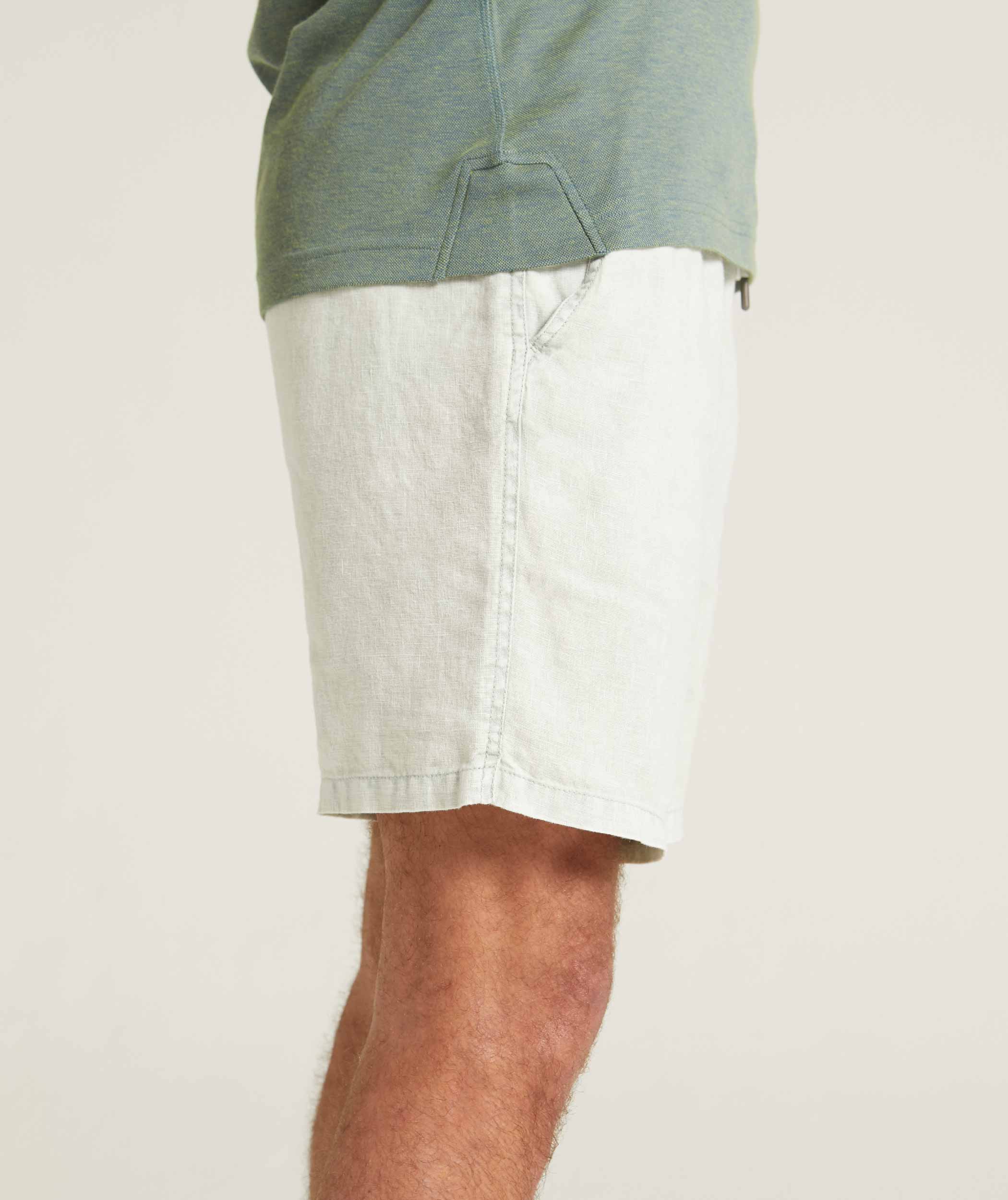 Mens Linen Drawcord Shorts - Seafoam