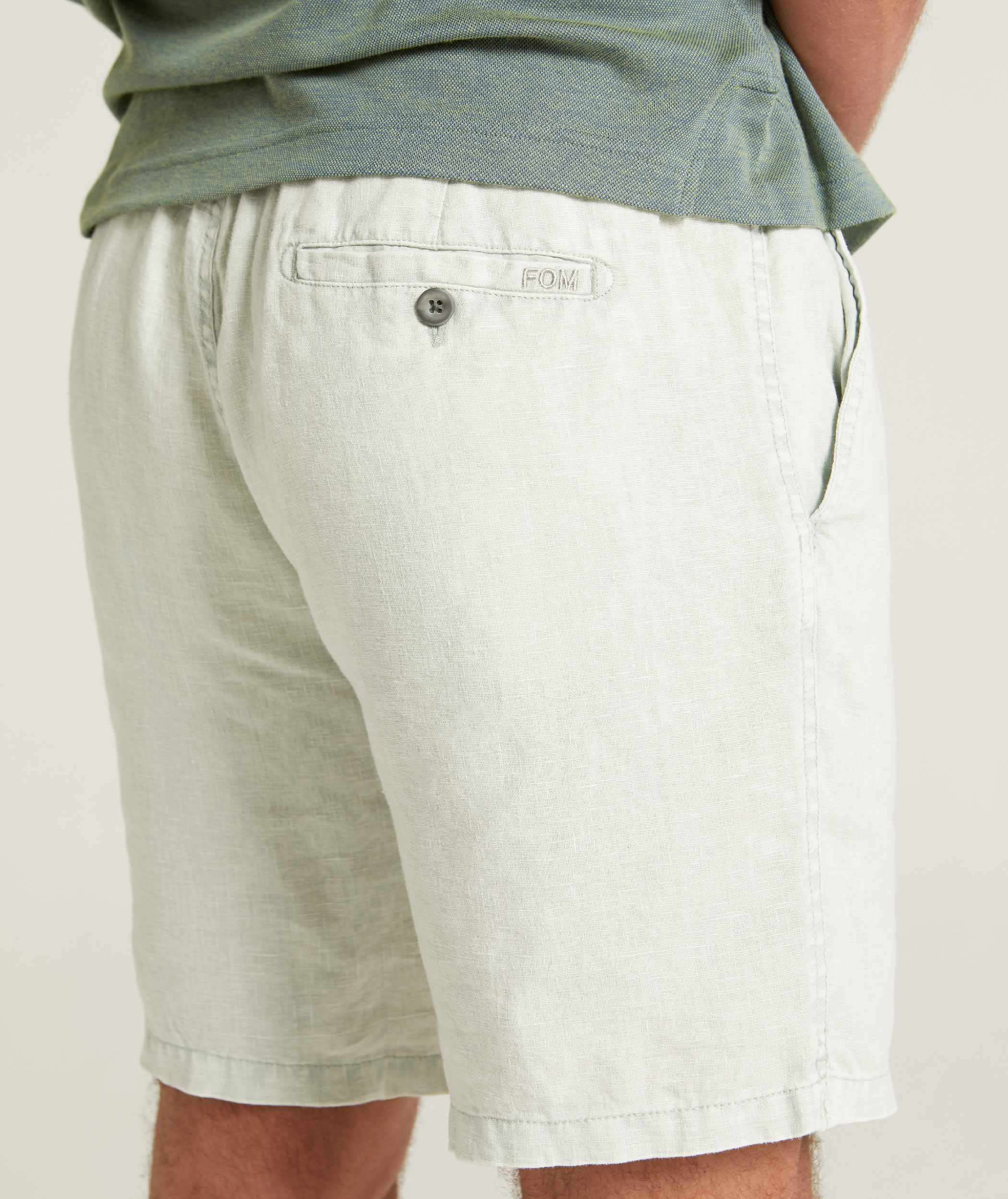 Mens Linen Drawcord Shorts - Seafoam