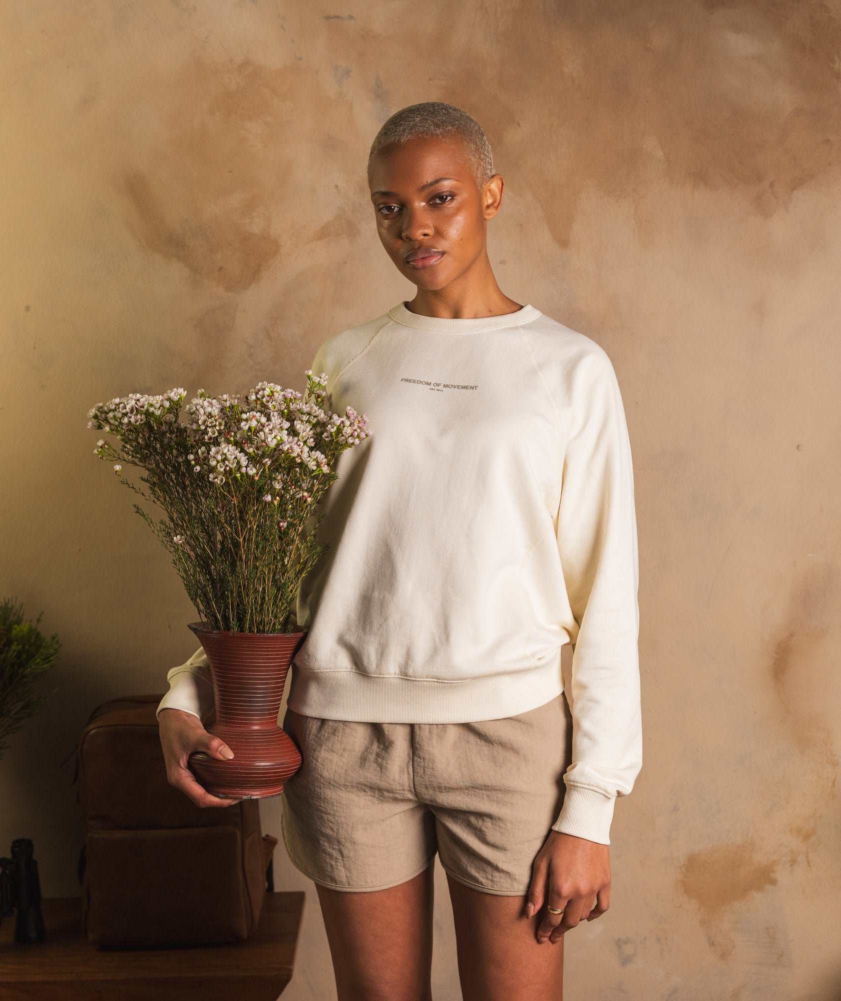 Ladies Elasticated Shorts - Tahini
