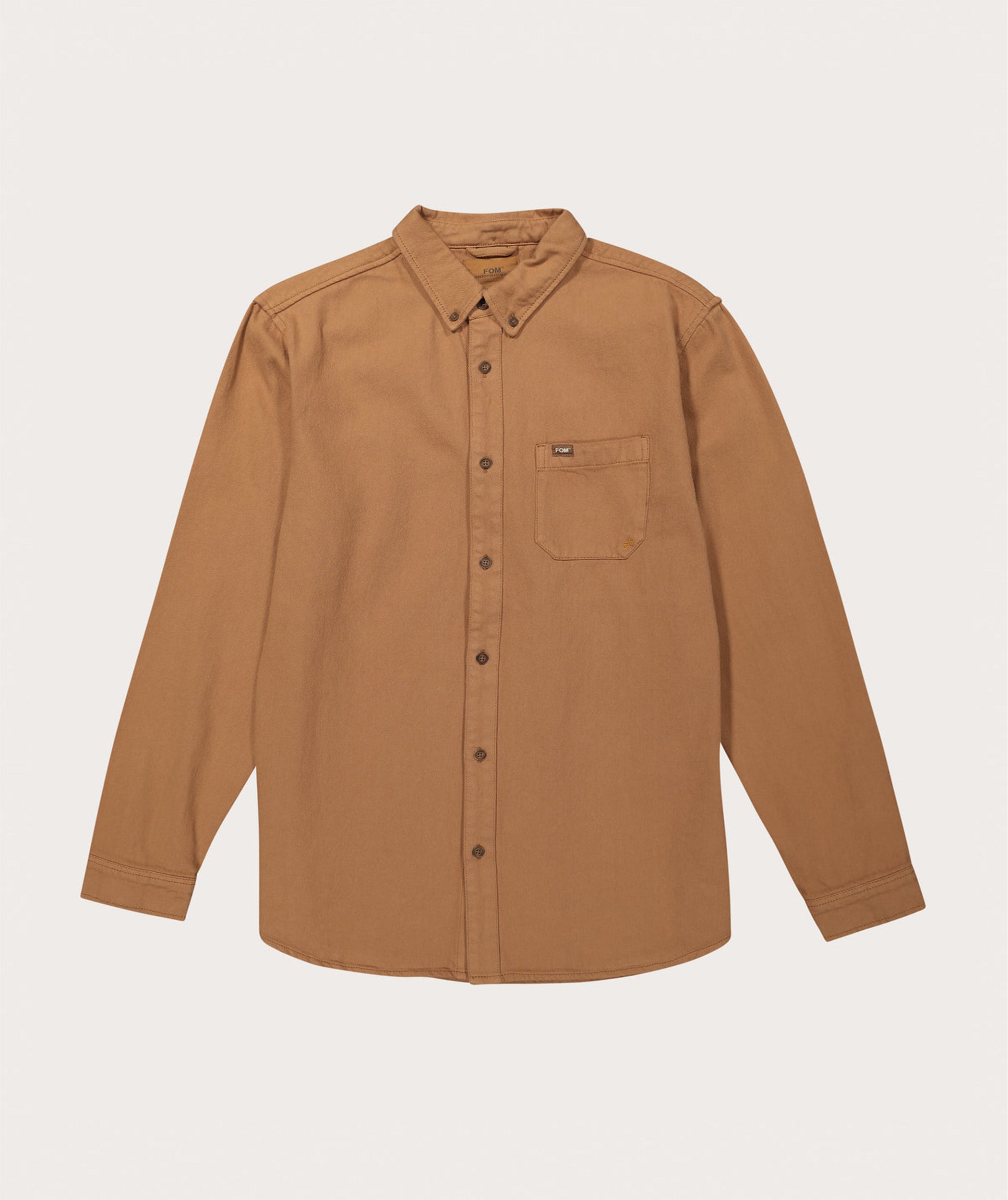 Mens Twill Long Sleeve Shirt - Tobacco Brown