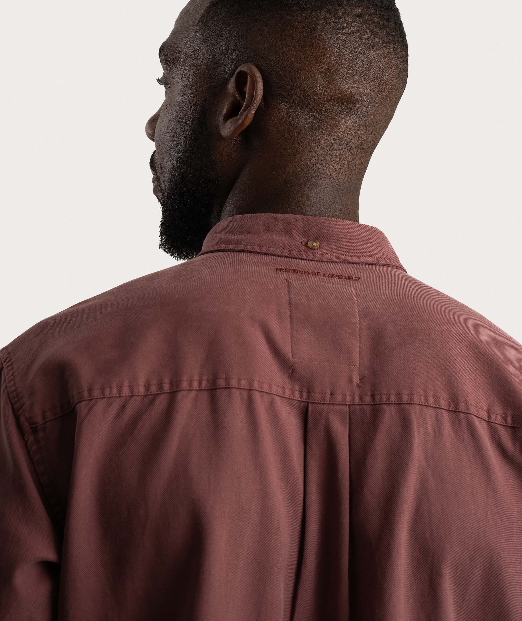 Mens Tencel Long Sleeve Shirt - Burgundy