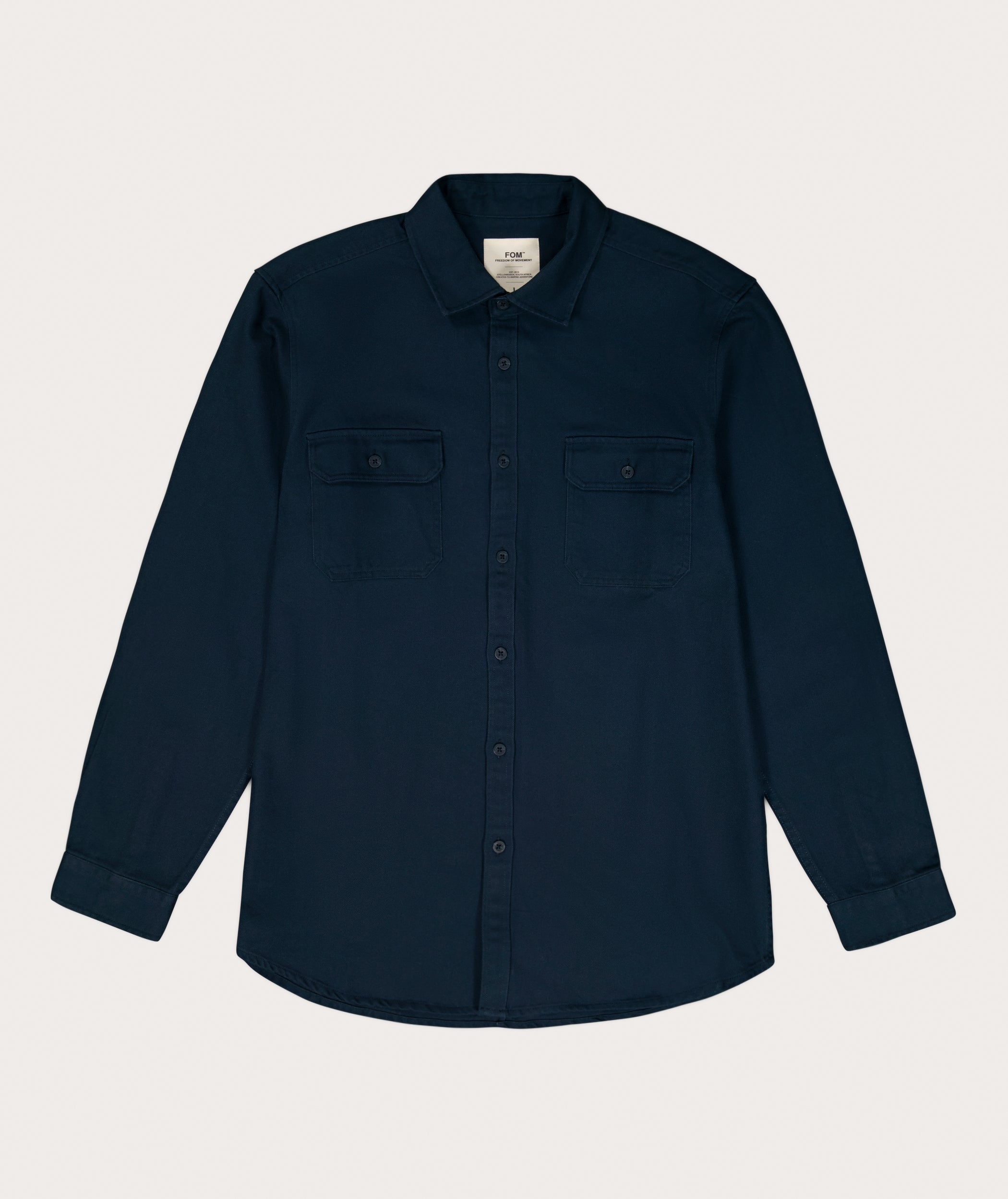 Mens Cotton Twill Long Sleeve Shirt - Navy