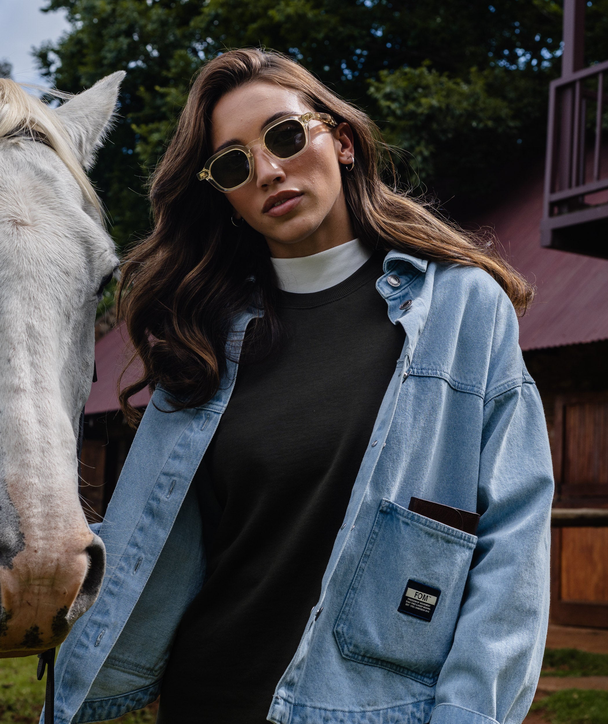 Ladies Denim Shacket - Light Wash