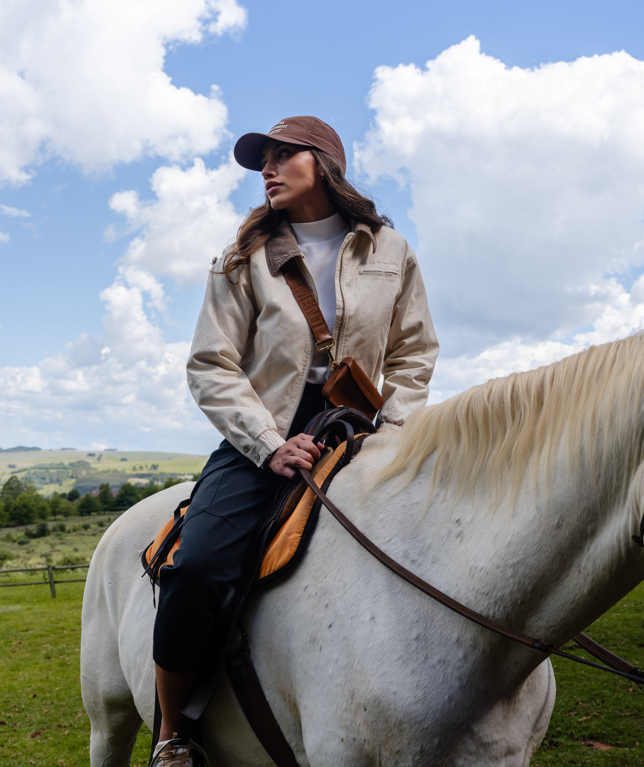 Ladies Cord Collar Bomber Jacket - Stone