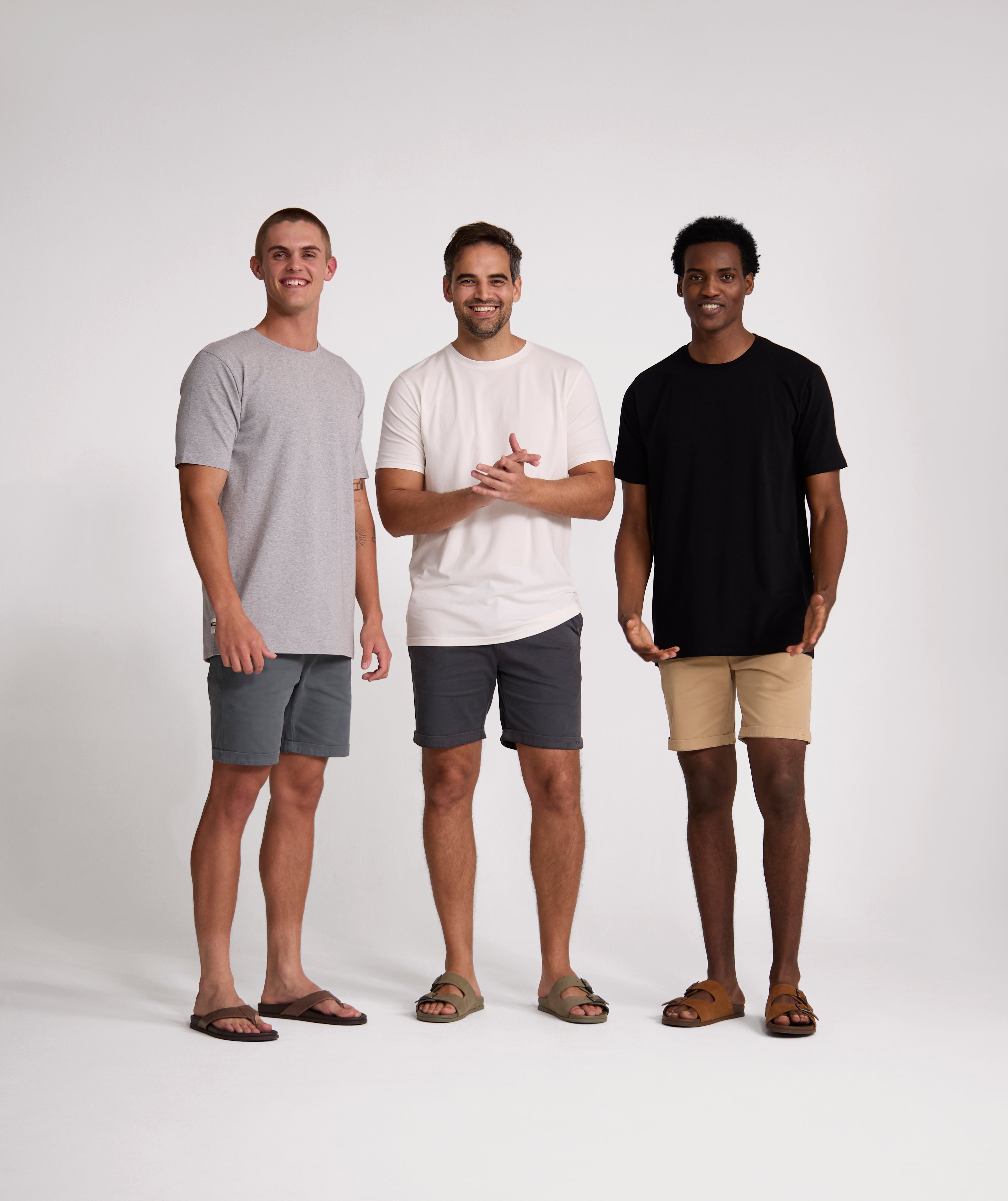 Essential 3-Pack Tees - Ivory / Black / Grey Melange