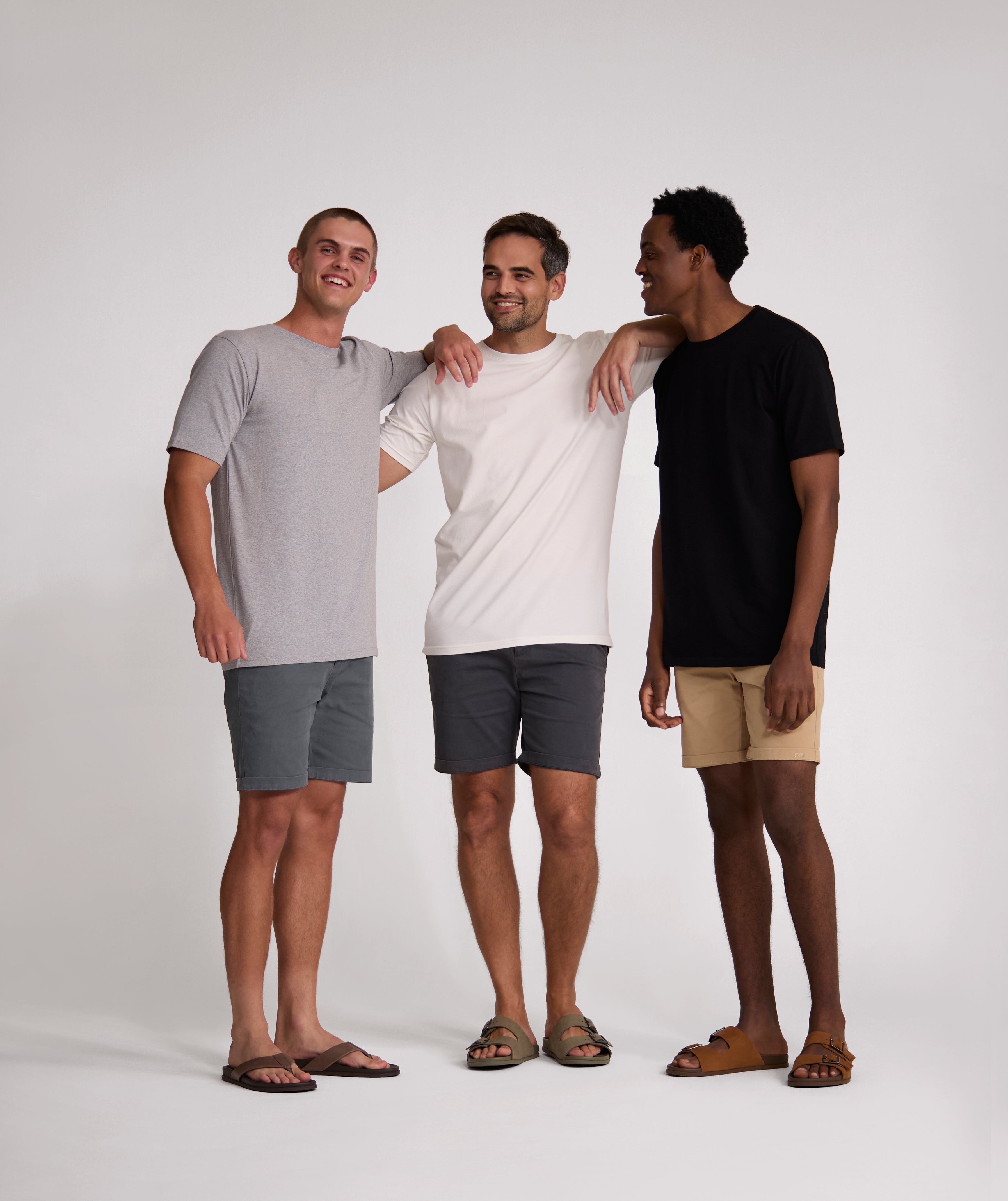 Essential 3-Pack Tees - Ivory / Black / Grey Melange