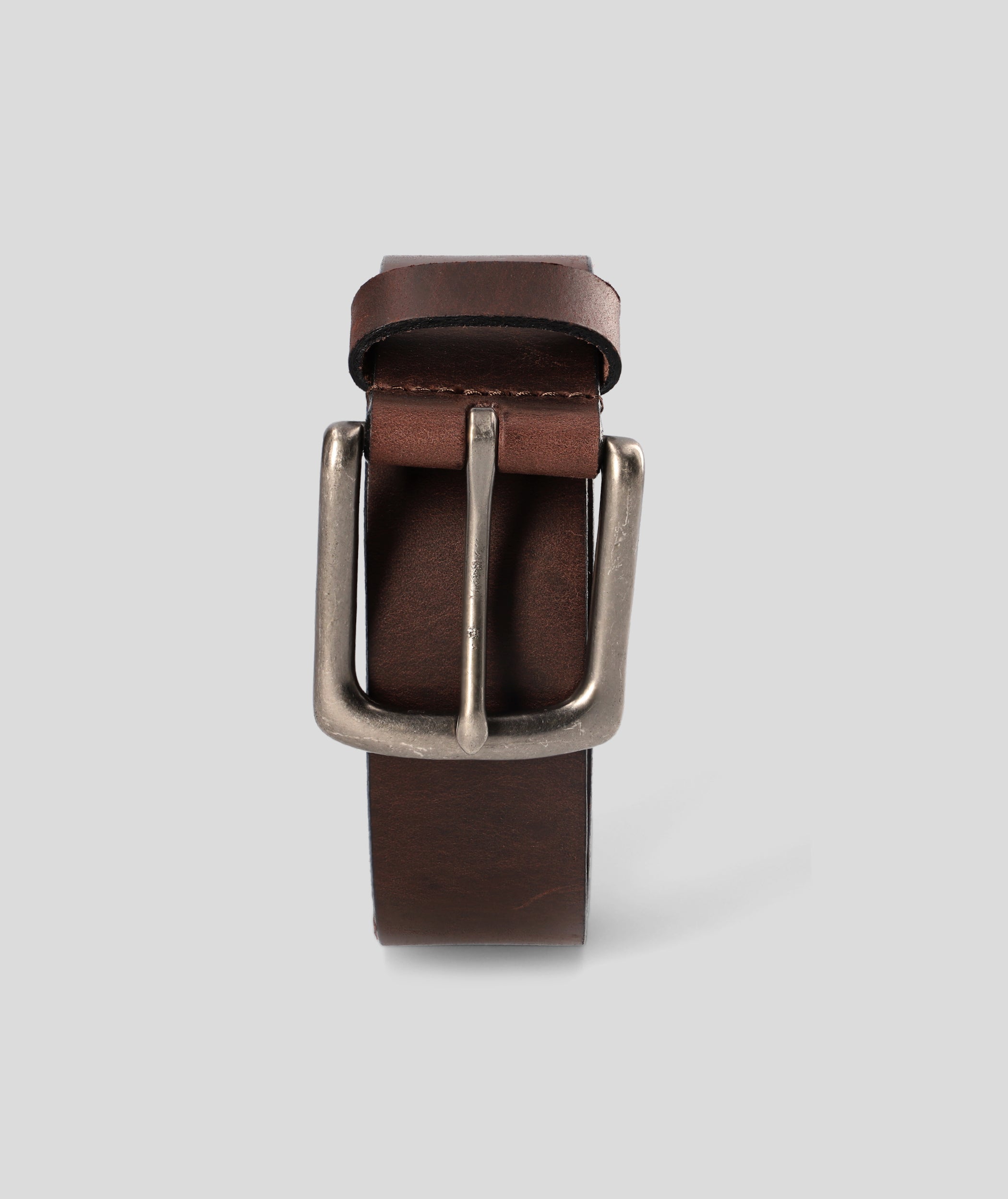 Mens Belt - Chocolate Brown Silver Buckle