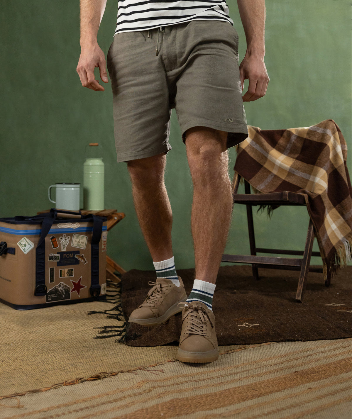 Mens Cotton Twill Chino Shorts - Aloe