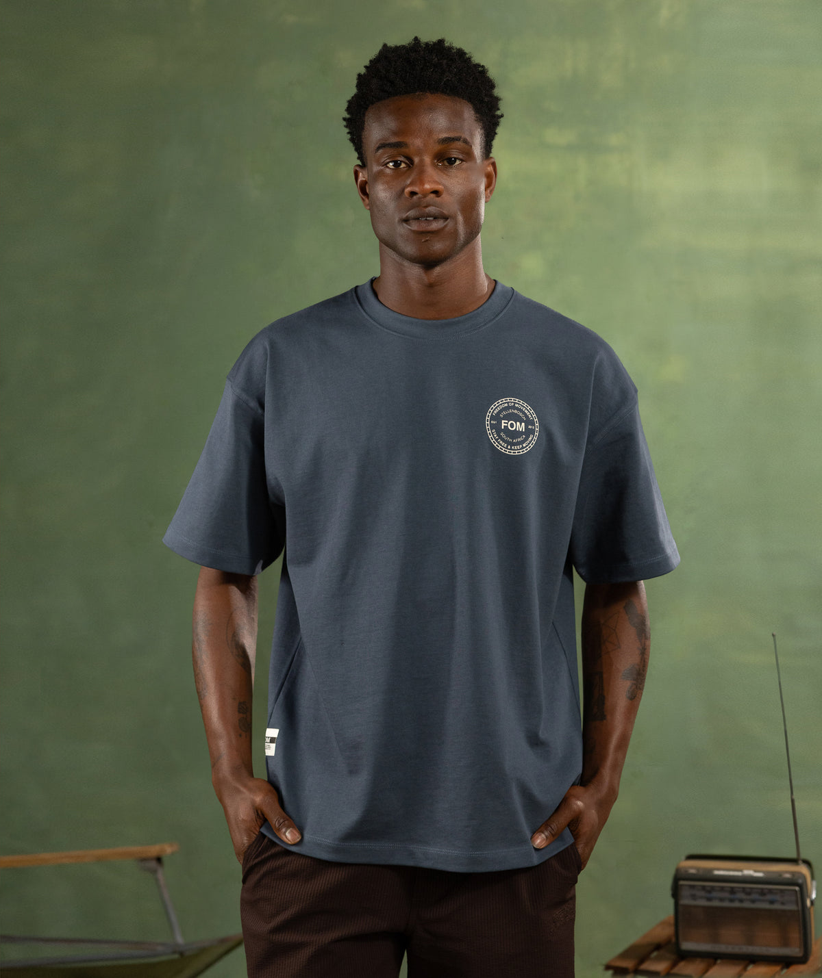 Mens Relaxed Heritage Graphic Tee - Midnight Blue