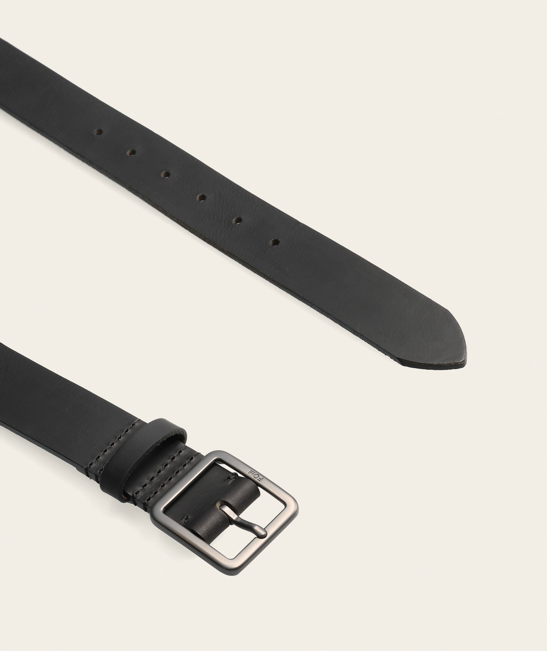 Mens Belt - Black/ Brushed Gunmetal Buckle