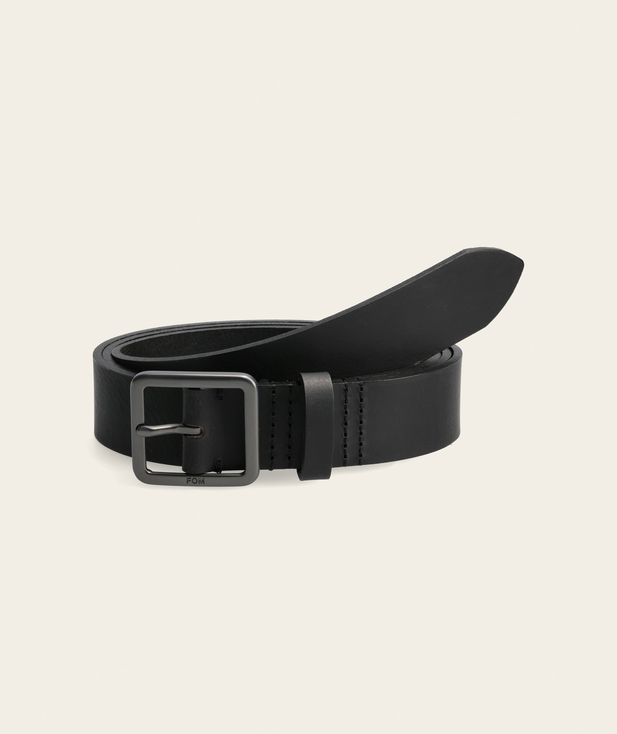Mens Belt - Black/ Brushed Gunmetal Buckle