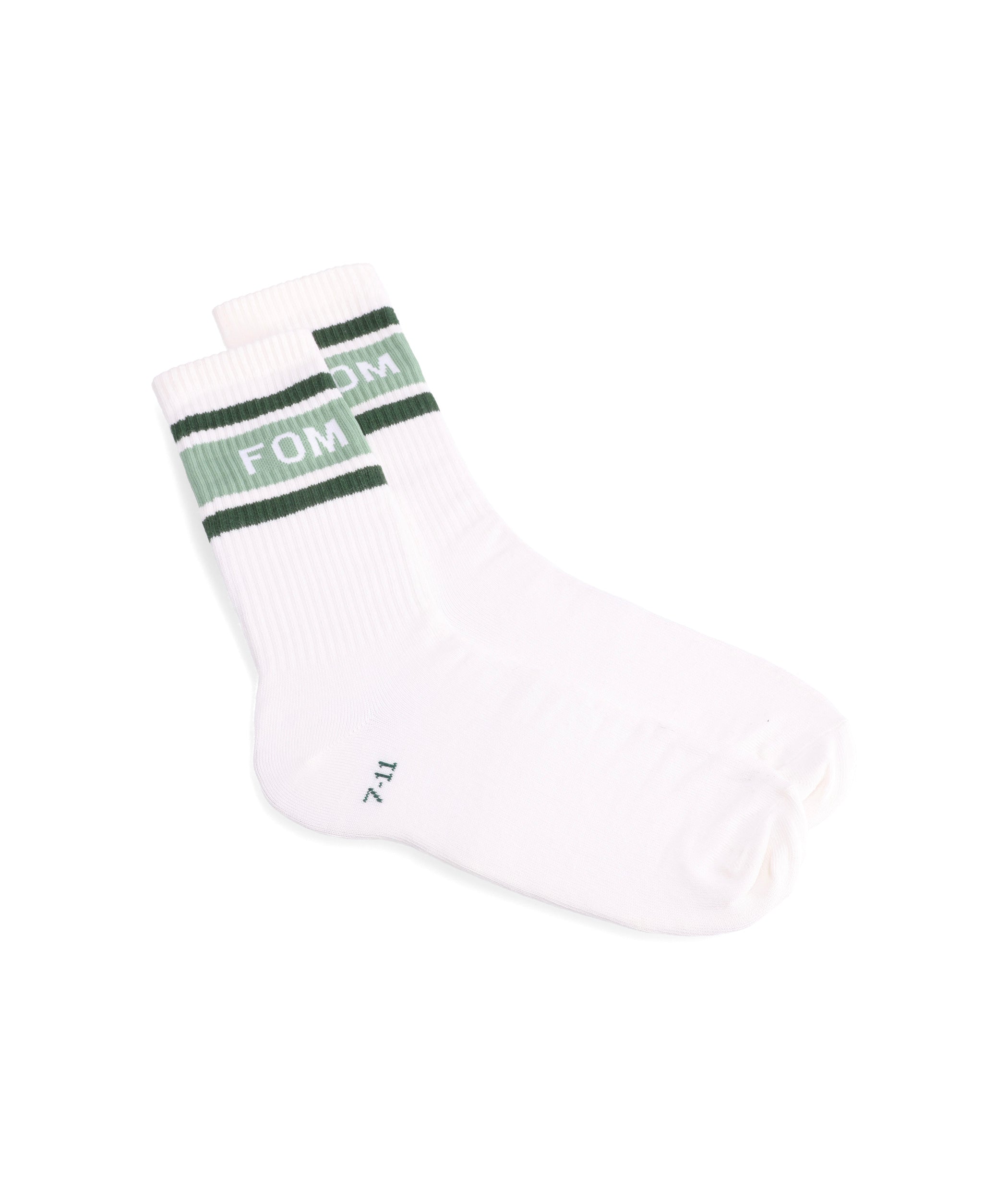 Socks FOM Crew - Off-White/ Green Stripes (Size 7-11)
