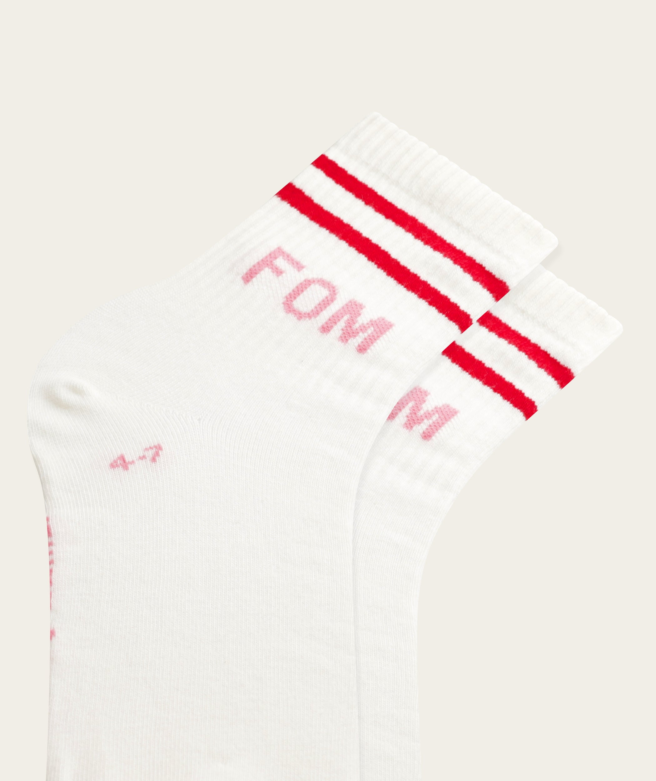 Lds: Active Sock - Off-White/ Pink & Red FOM Stripes