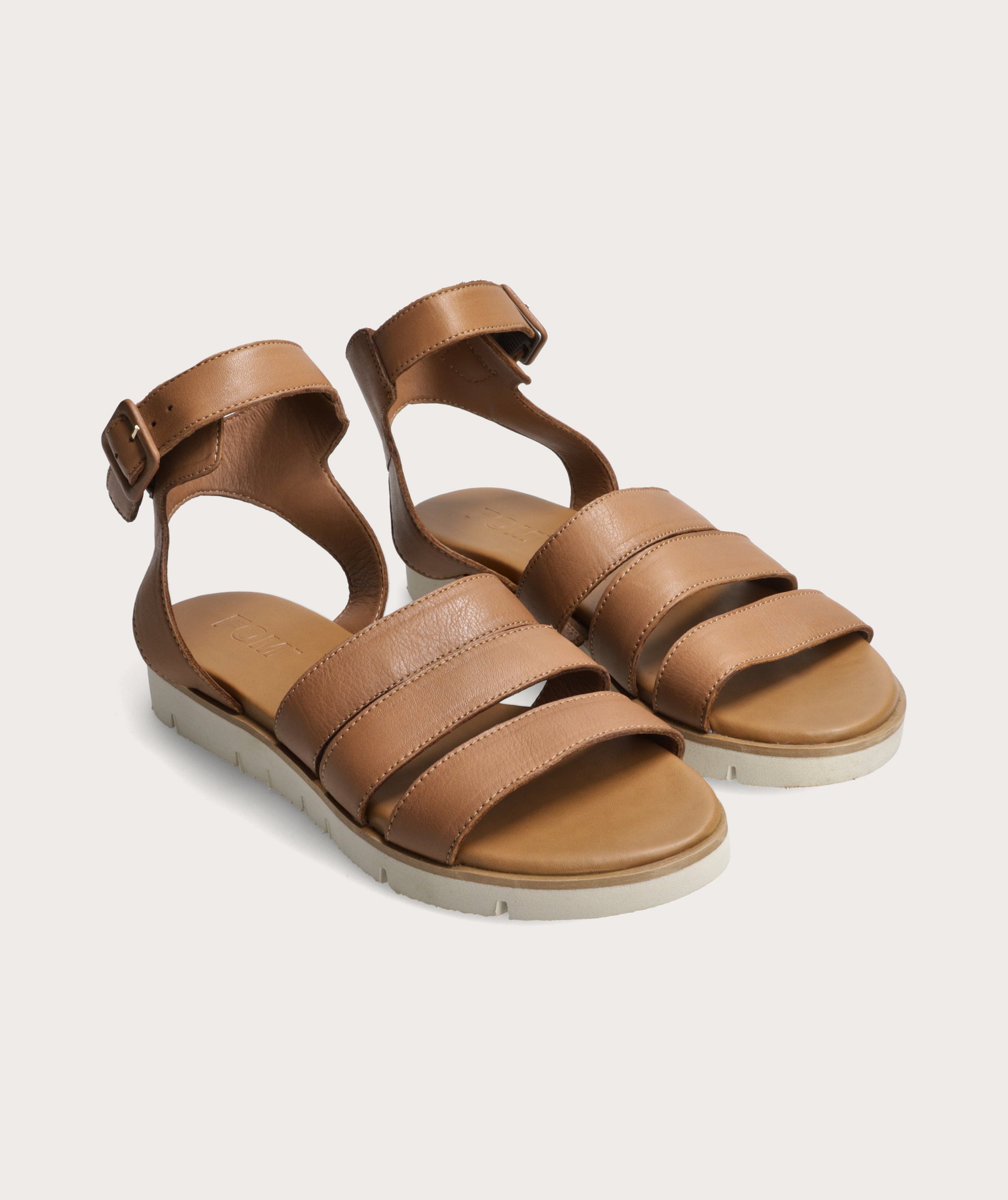 Ladies Triple Strap Sandal - Tan