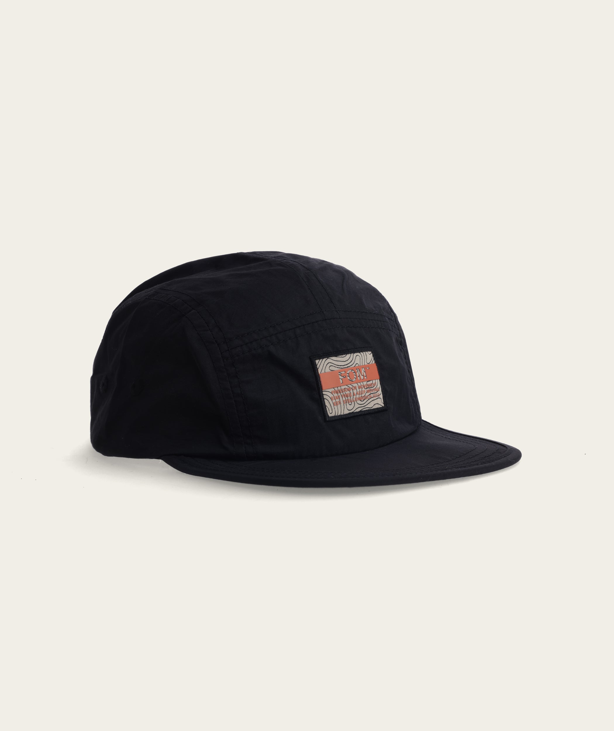 5 Panel Nylon Cap - Black