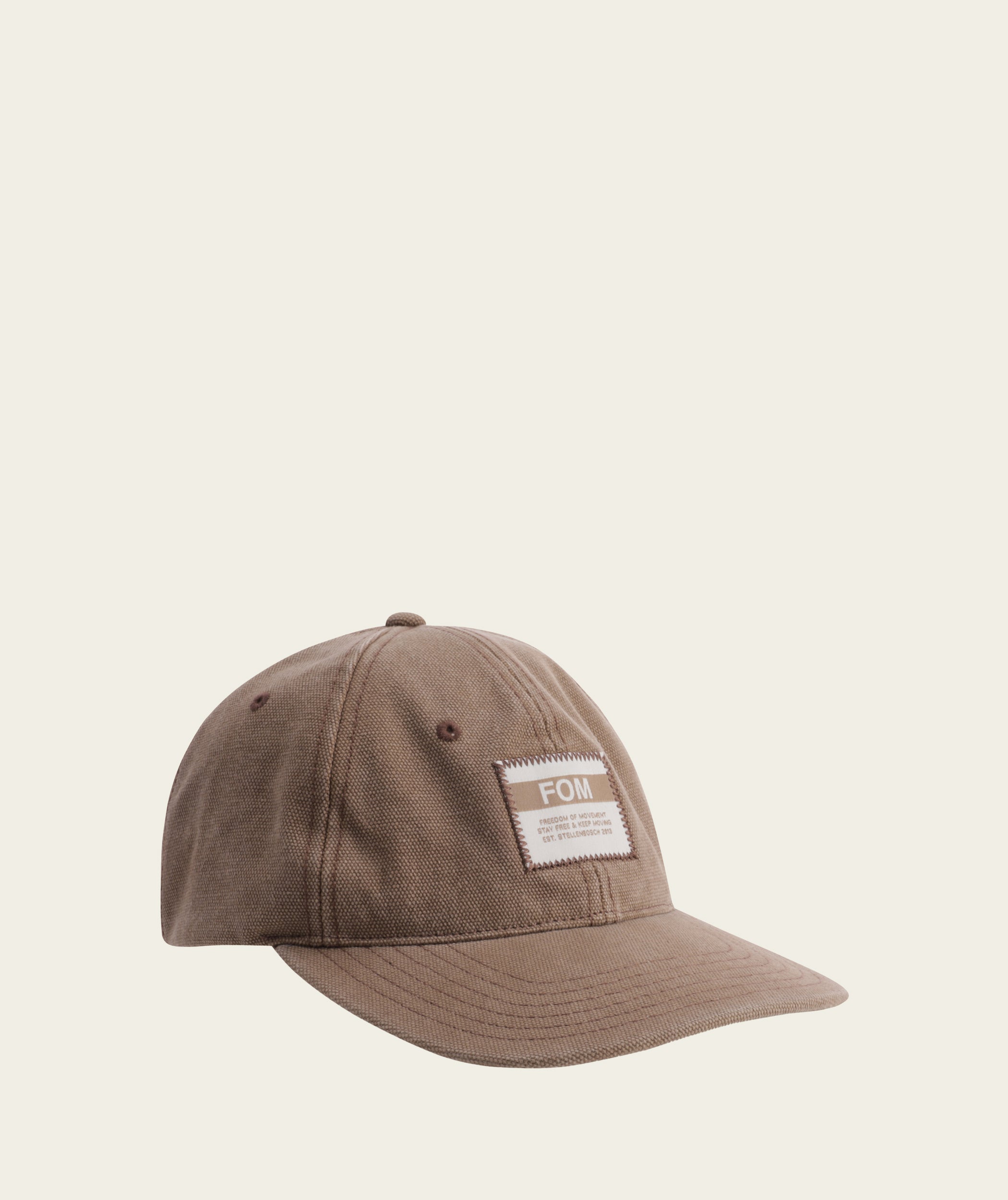6 Panel Cotton Canvas Cap - Washed Mocha