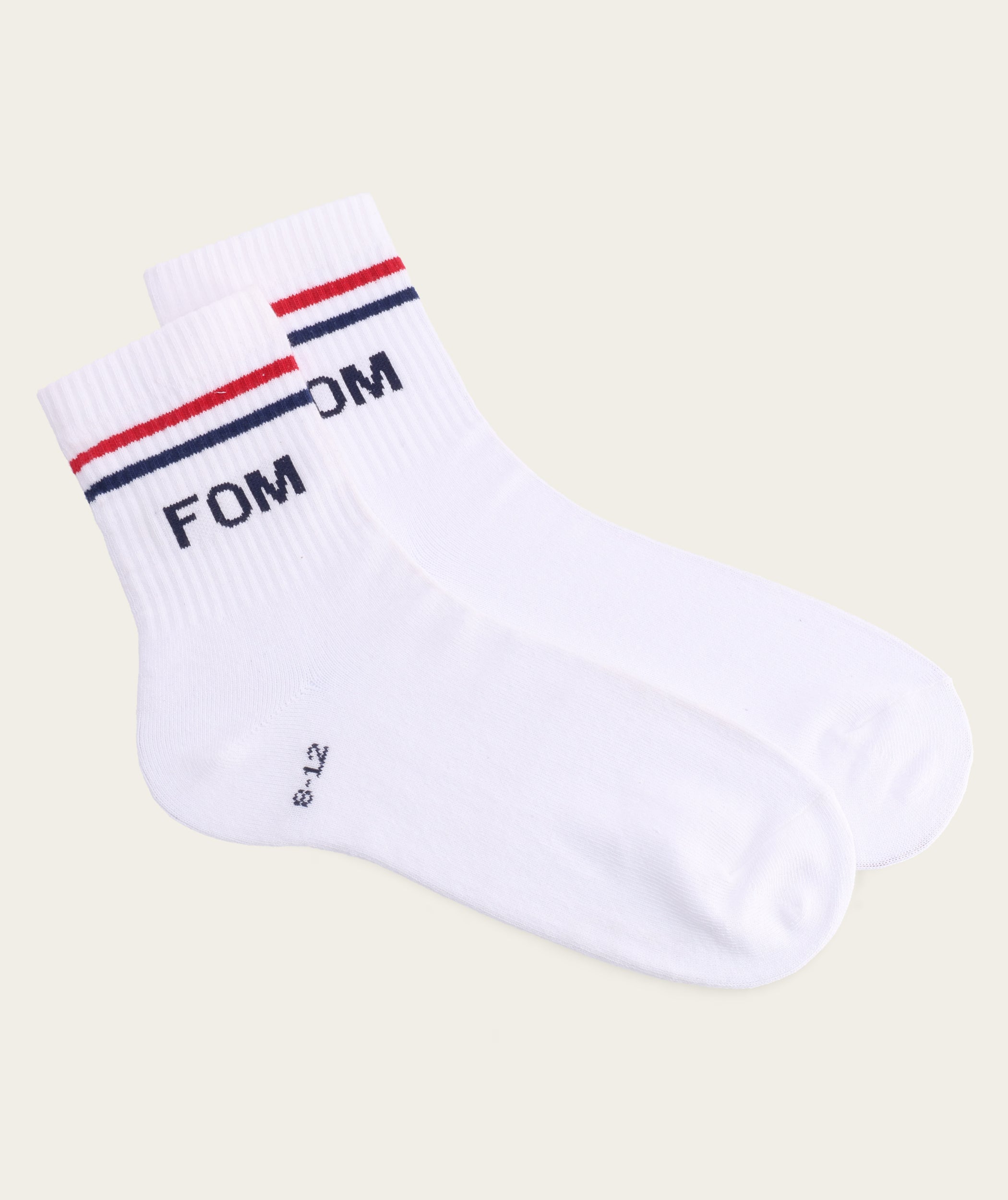 Socks Active - White/ Navy & Red FOM Stripes (Size 8-12)