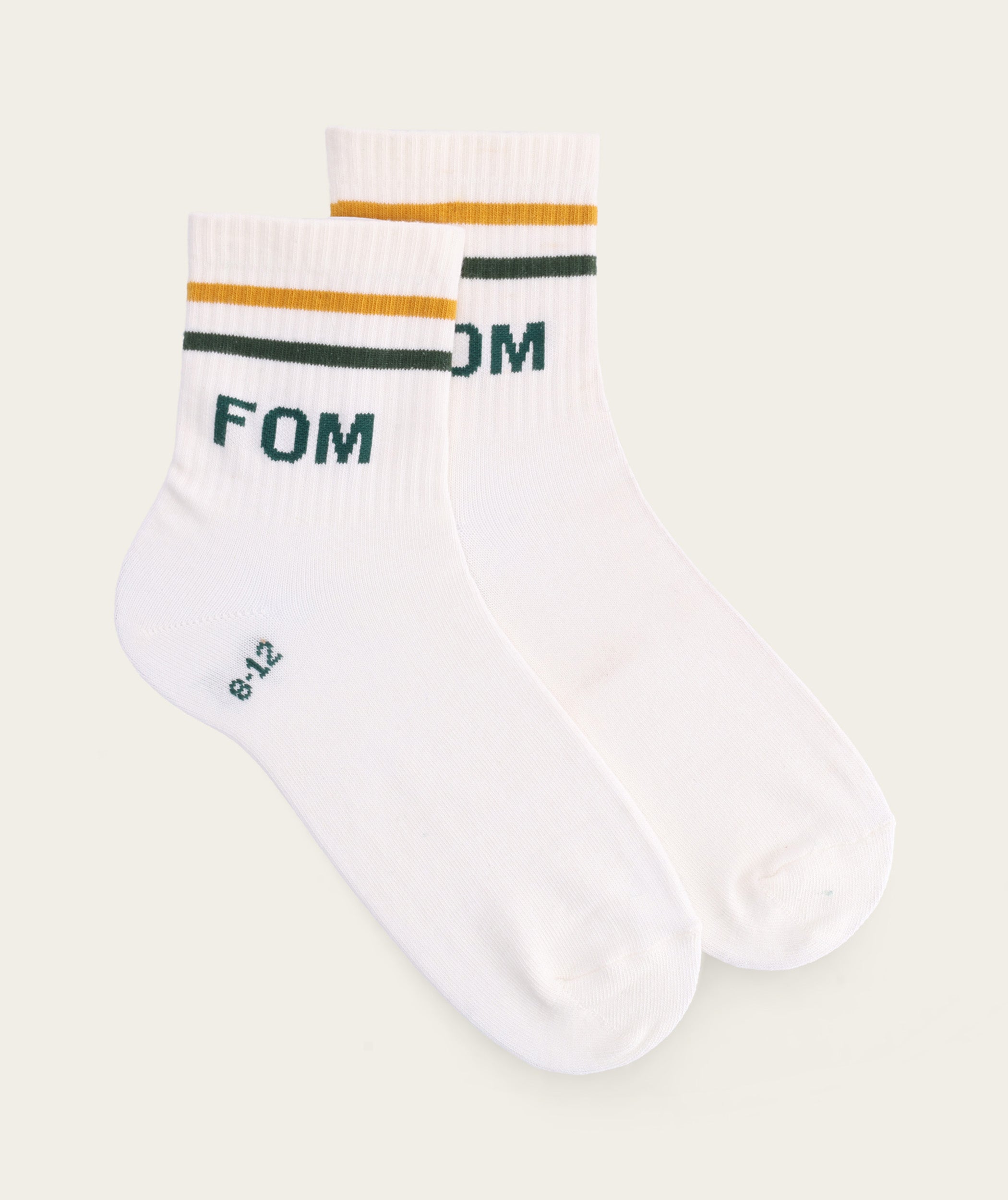 Socks Active - Off-White/ Green & Gold FOM Stripes (Size 8-12)