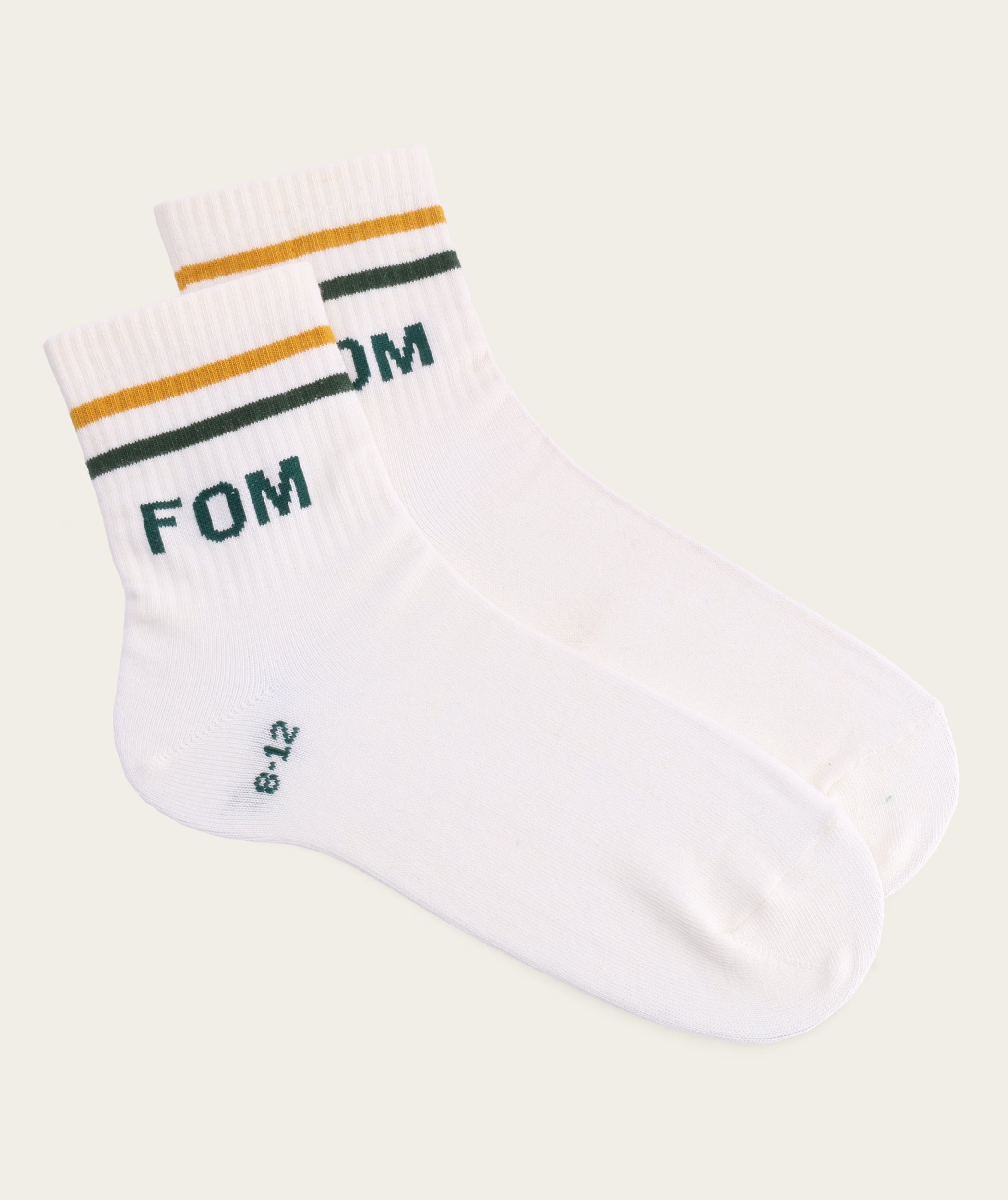 Socks Active - Off-White/ Green & Gold FOM Stripes (Size 8-12)