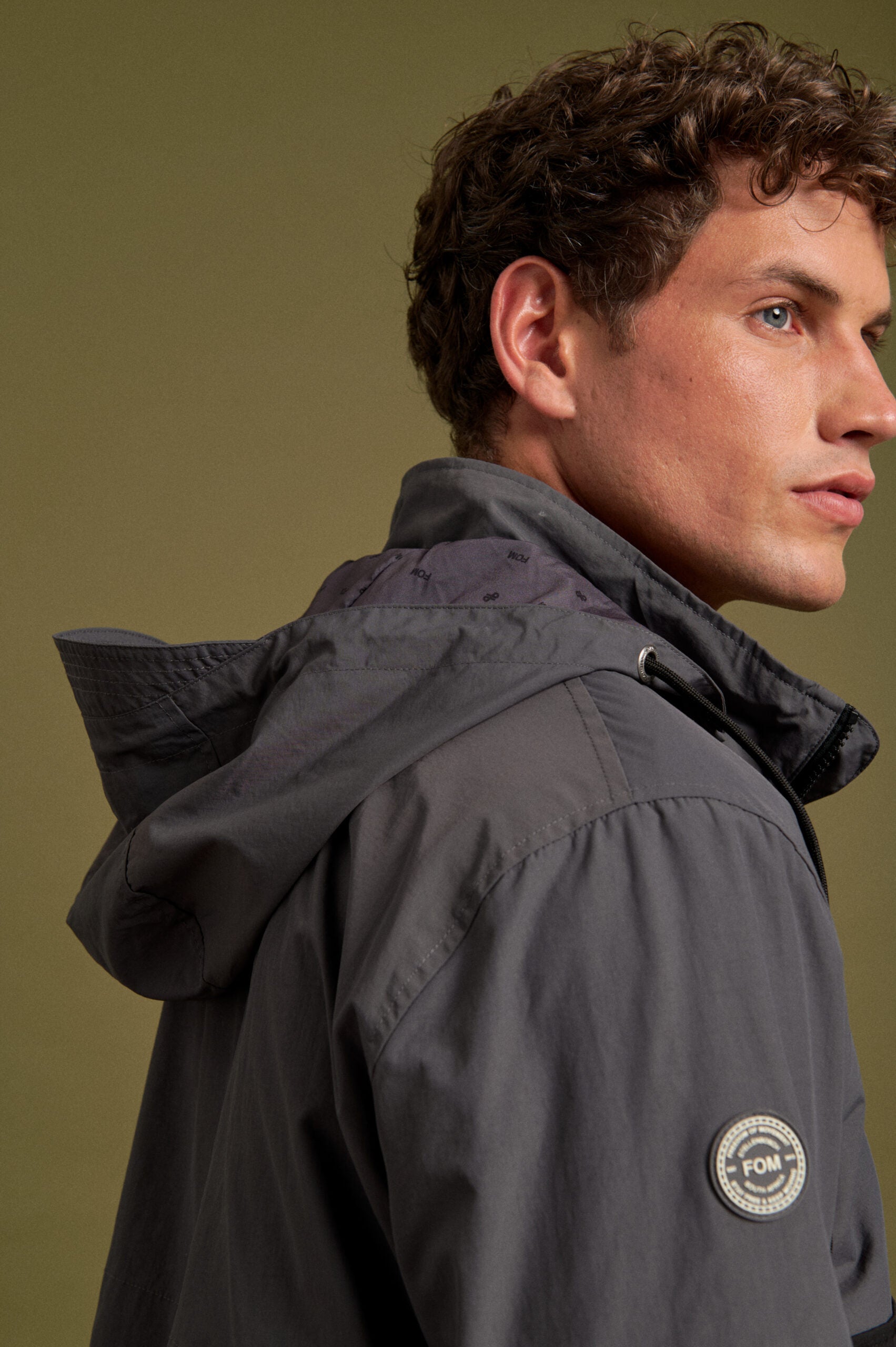 Mens Anorak - Charcoal / Black Colourblock